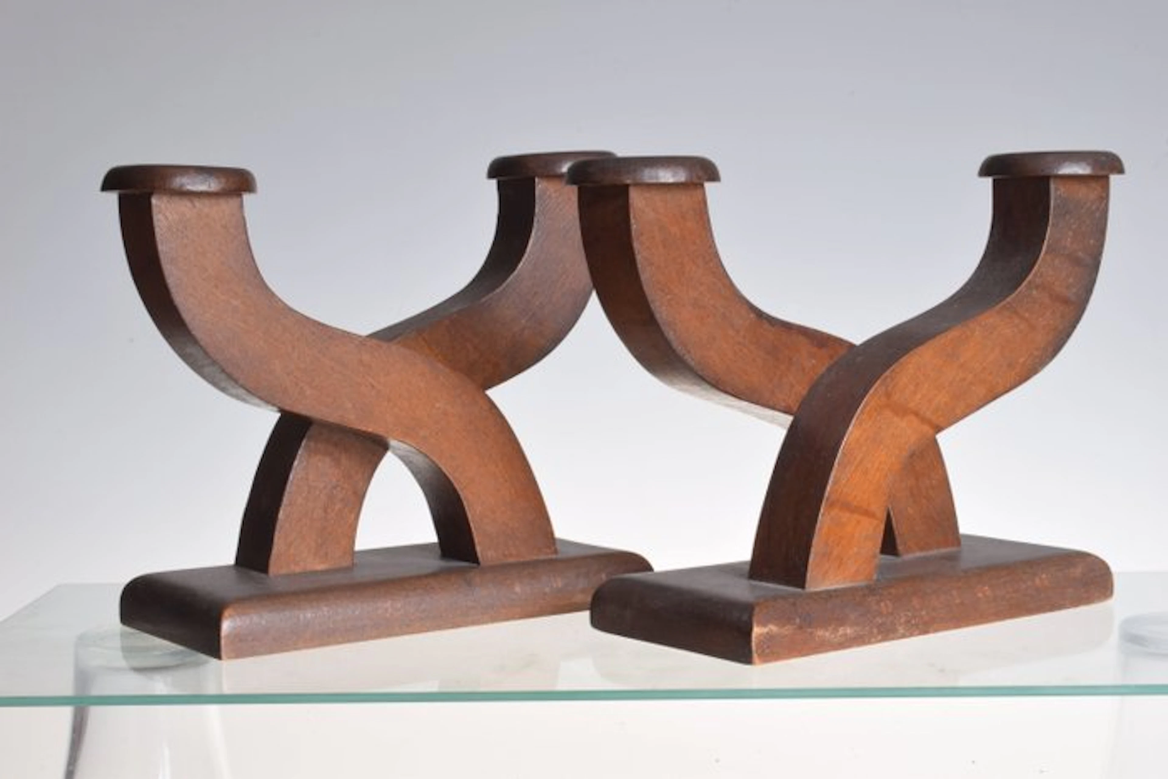 Candlestick (2) - Wood - Art Deco