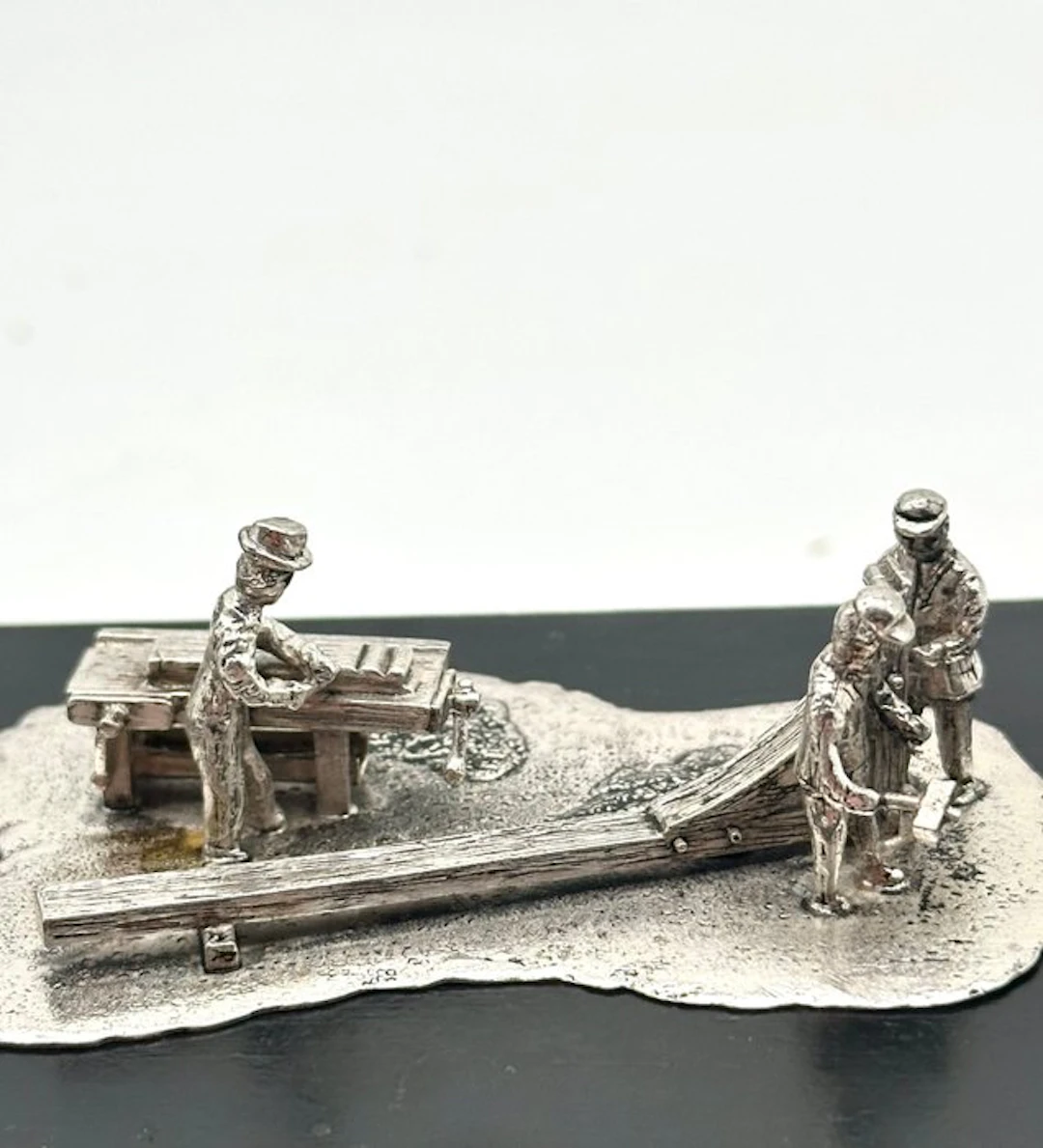 No reserve-Grote en zware zilveren miniatuur mannen in...