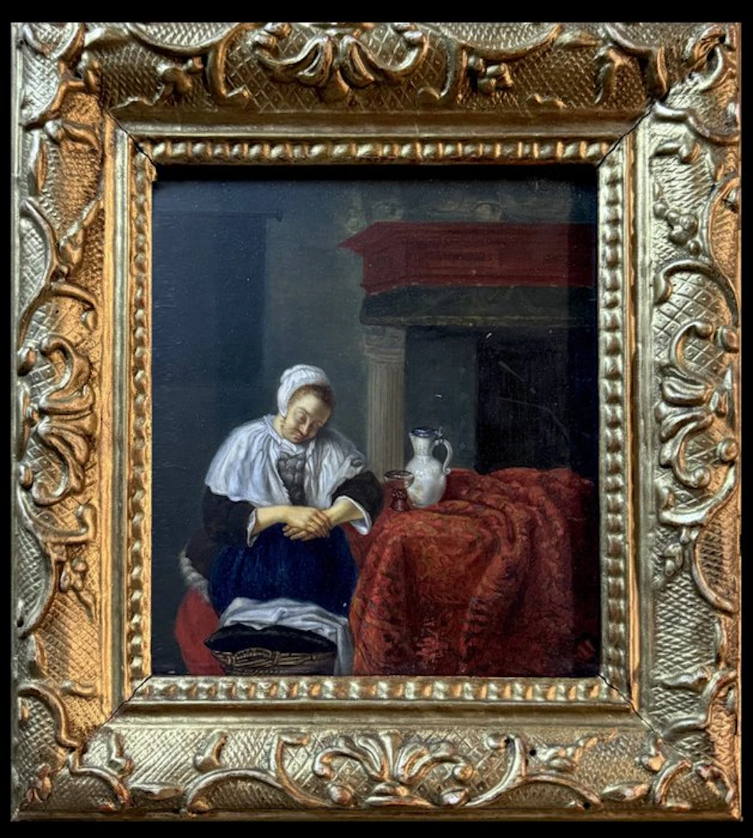 After a work by Gabriel Metsu (1629-1667) looted and lost...
