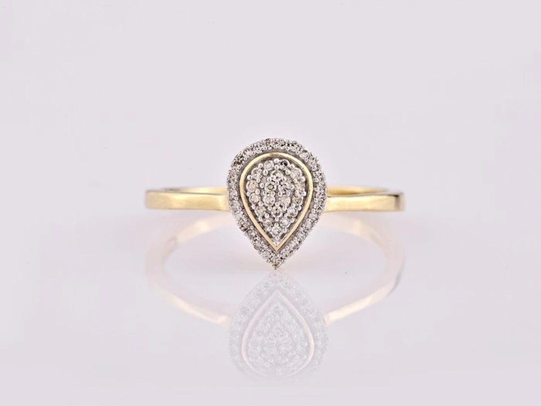 Ring - 14 kt. Yellow gold - 0.13ct. tw. Diamond (Natural)
