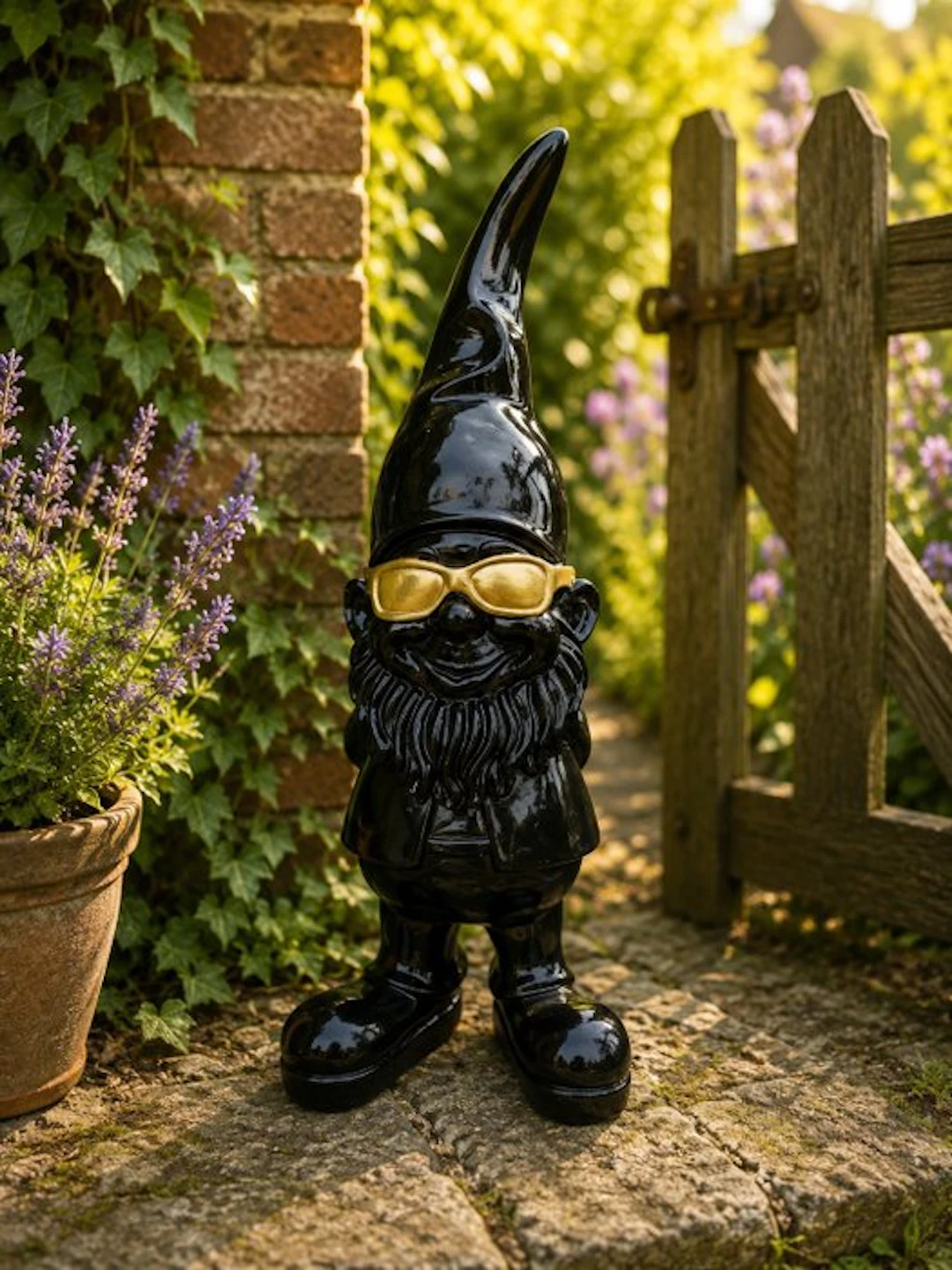 Statue, funny gnome with sunglasses - 41 cm - polyresin