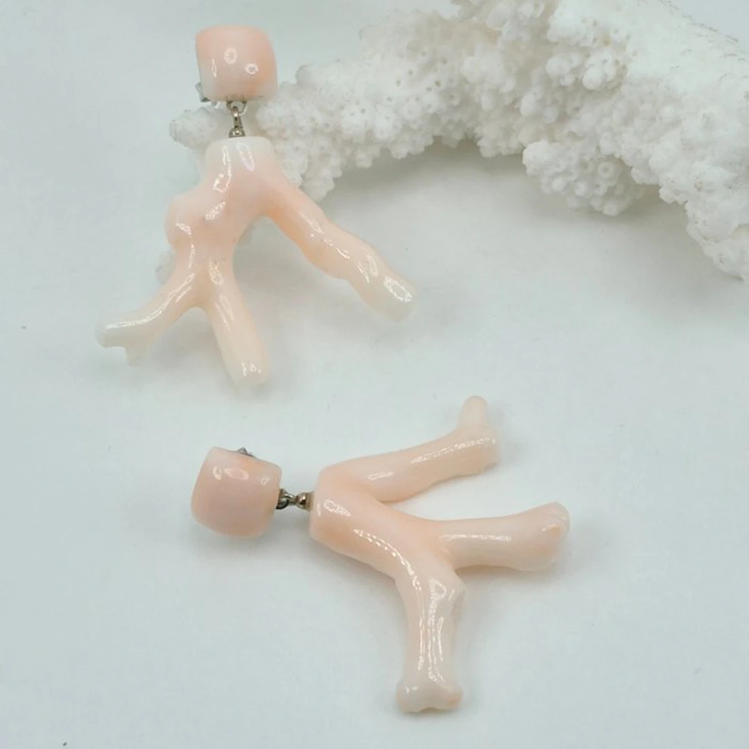 Coral - Silver - Earrings - PINK CORAL