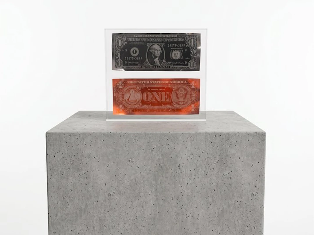 Karl Lagasse - NEW Sculpture *Double One dollar Red & Black Inclusion*