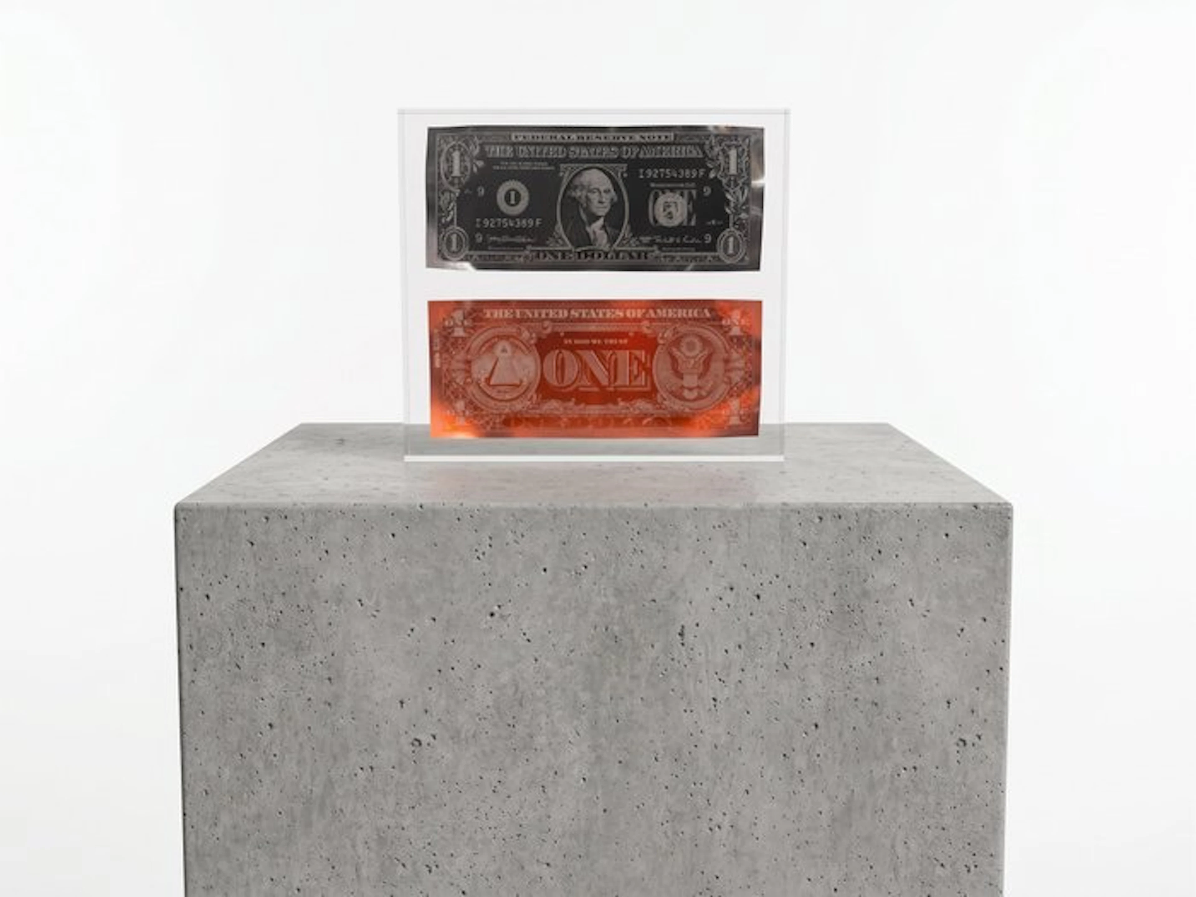 Karl Lagasse - NEW Sculpture *Double One dollar Red & Black Inclusion*