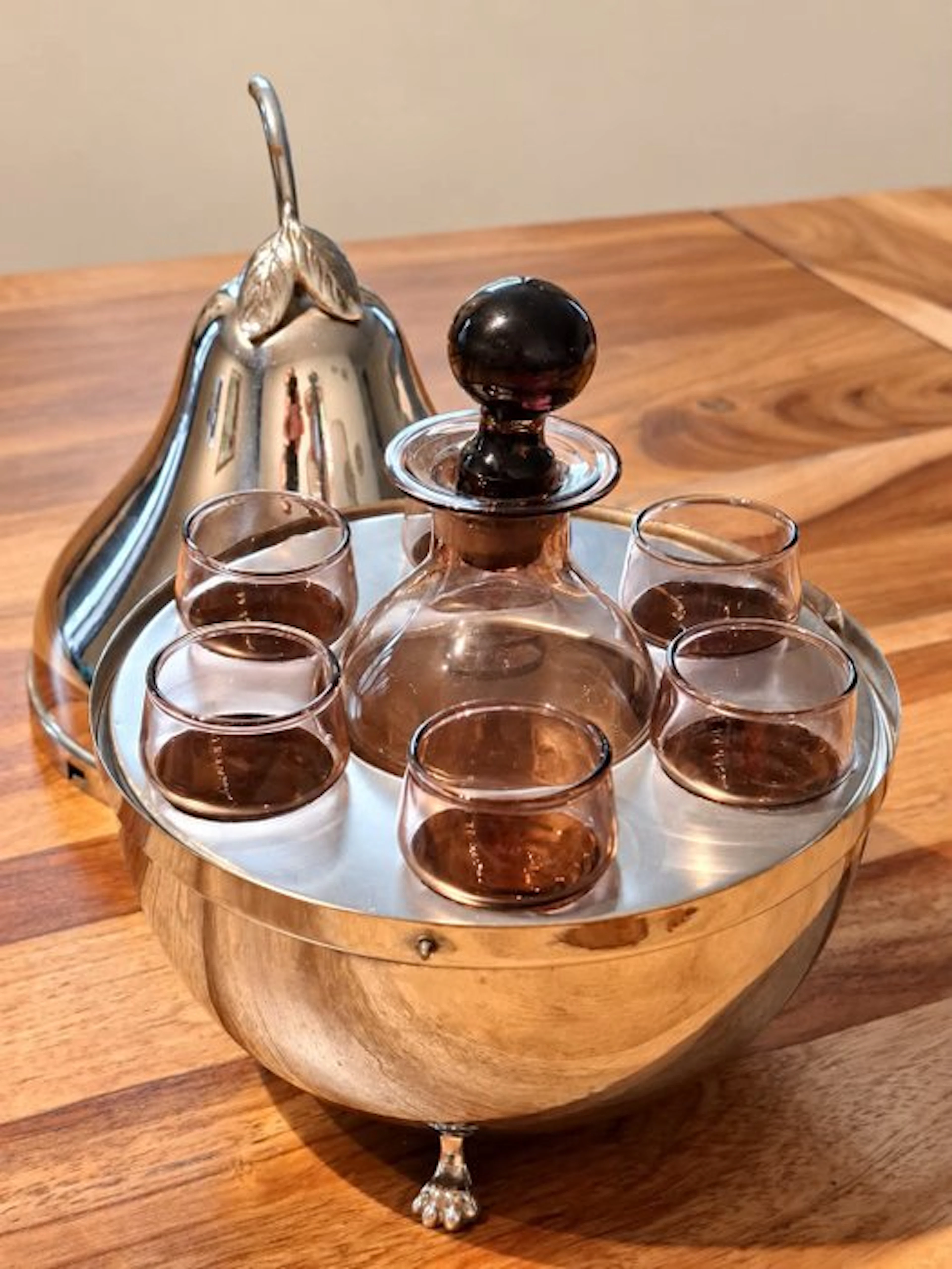CVC Belgium - Liquor set - Poire - Verre améthyste fumé - Steel