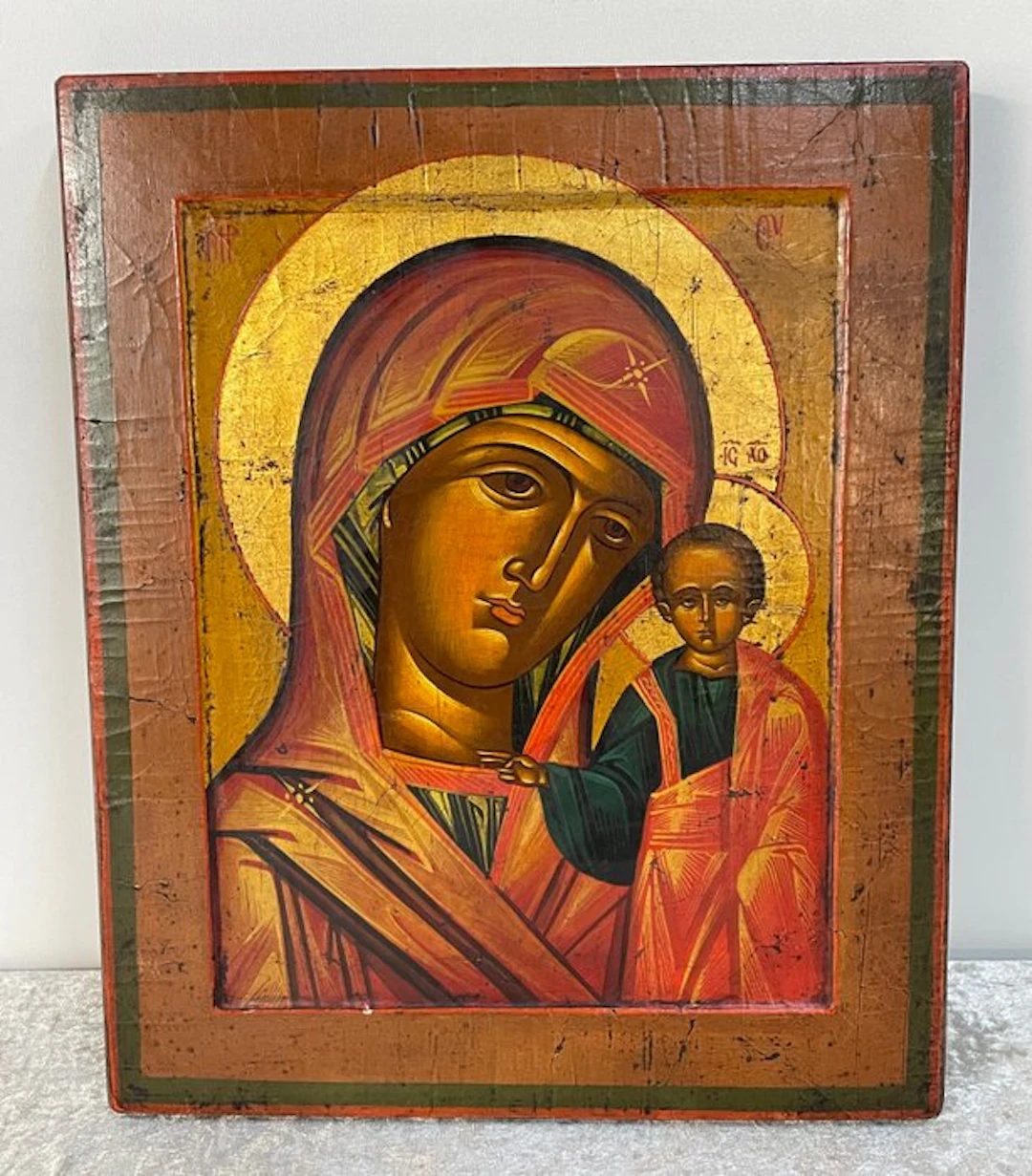 Icon - Mother of God of Kazan - Wood - Hand-painted - 28 x 33 cm