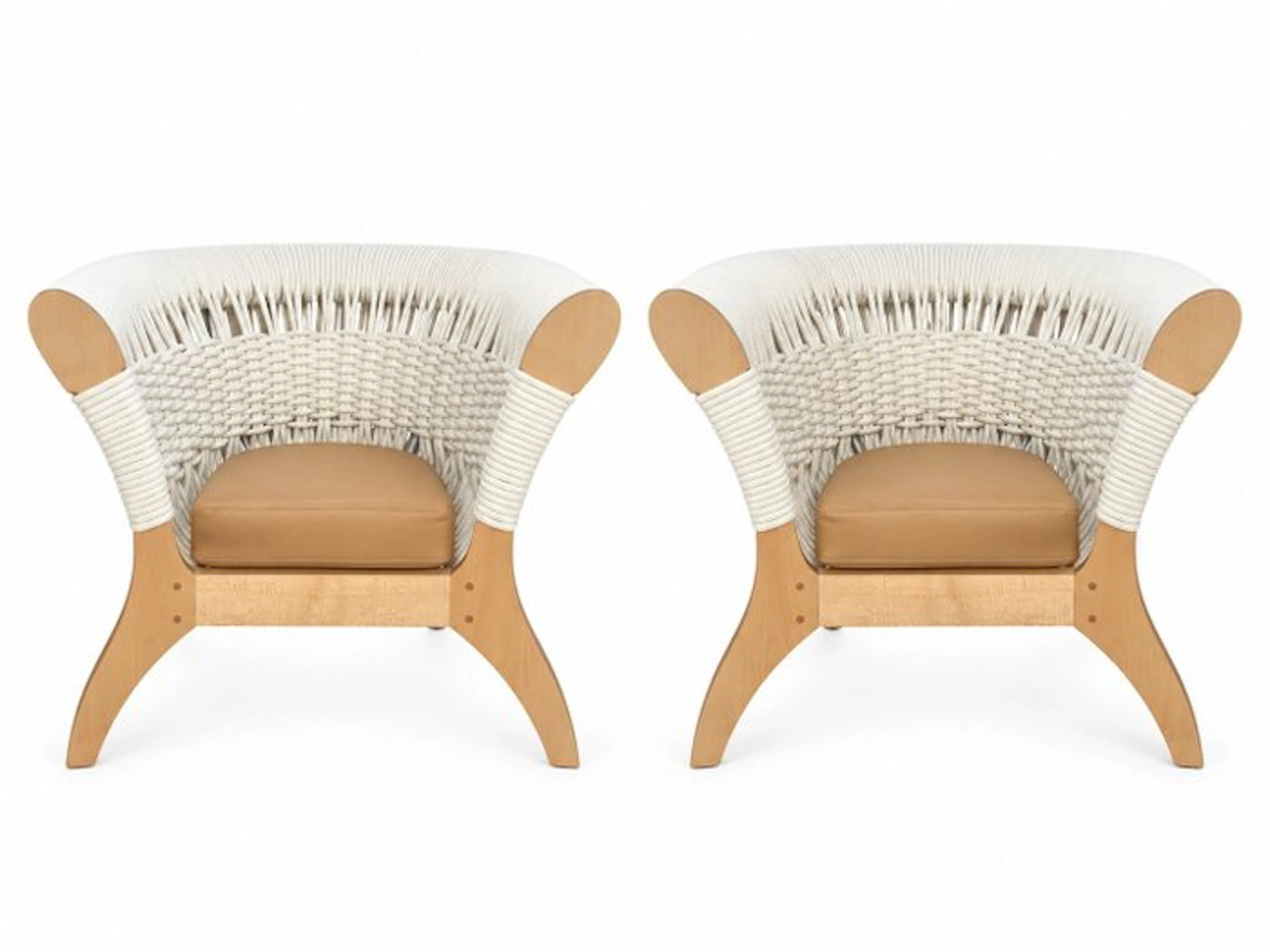 Driade - Rodolfo Dordoni - Armchair (2) - Arianna - Wood, rope, Leather