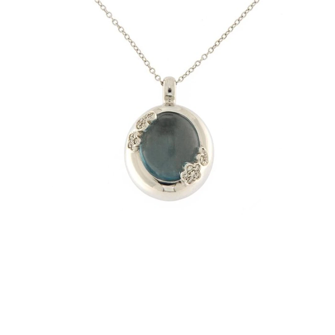 Pasquale Bruni - Necklace with pendant - 18 kt. White gold Topaz - Diamond
