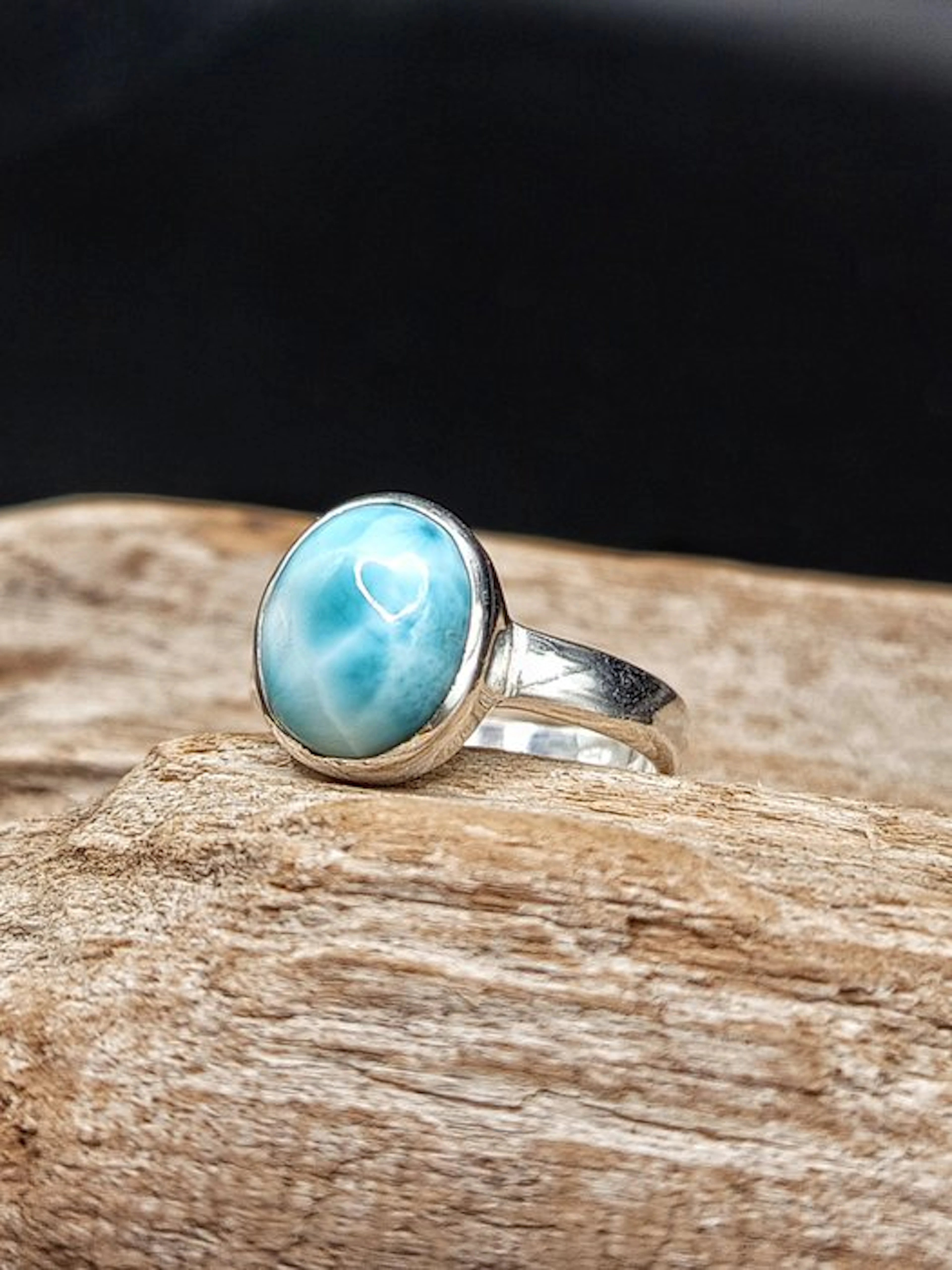 Unique Piece: 925 Silver Ring with Larimar — Top Quality- 3.6 g - (1)