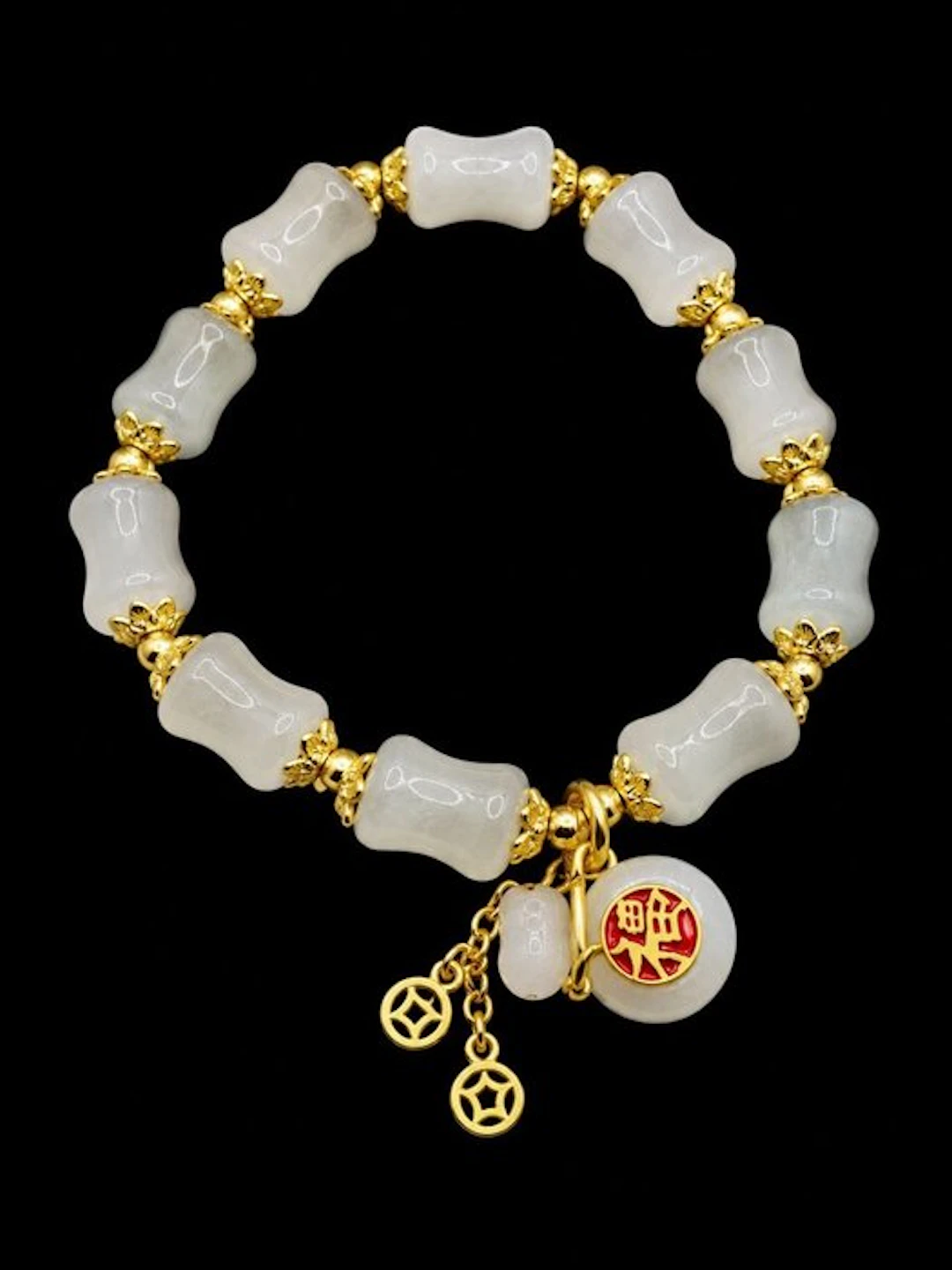 Tibetan Jadeite Money-Hook Bracelet - Attract Fortune and...