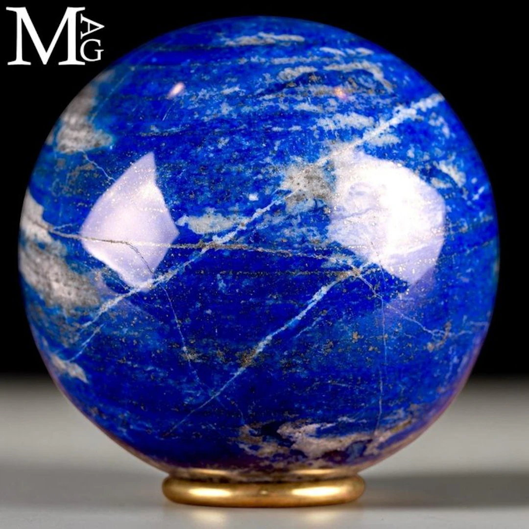 Premium Afghan Lapis Lazuli Sphere with Pyrite...
