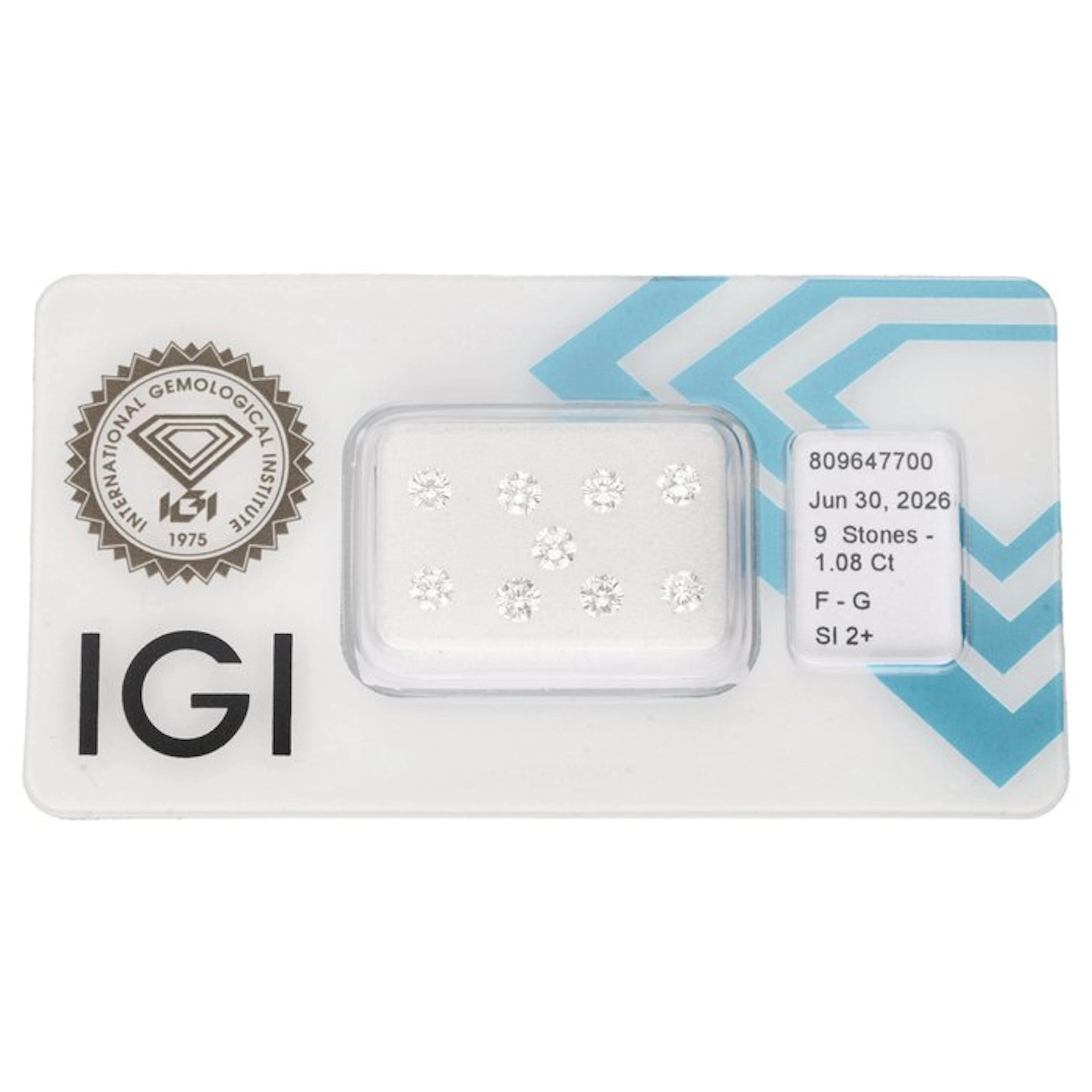 No reserve price - 9 pcs Diamond (Natural) - 1.08 ct - Round - G