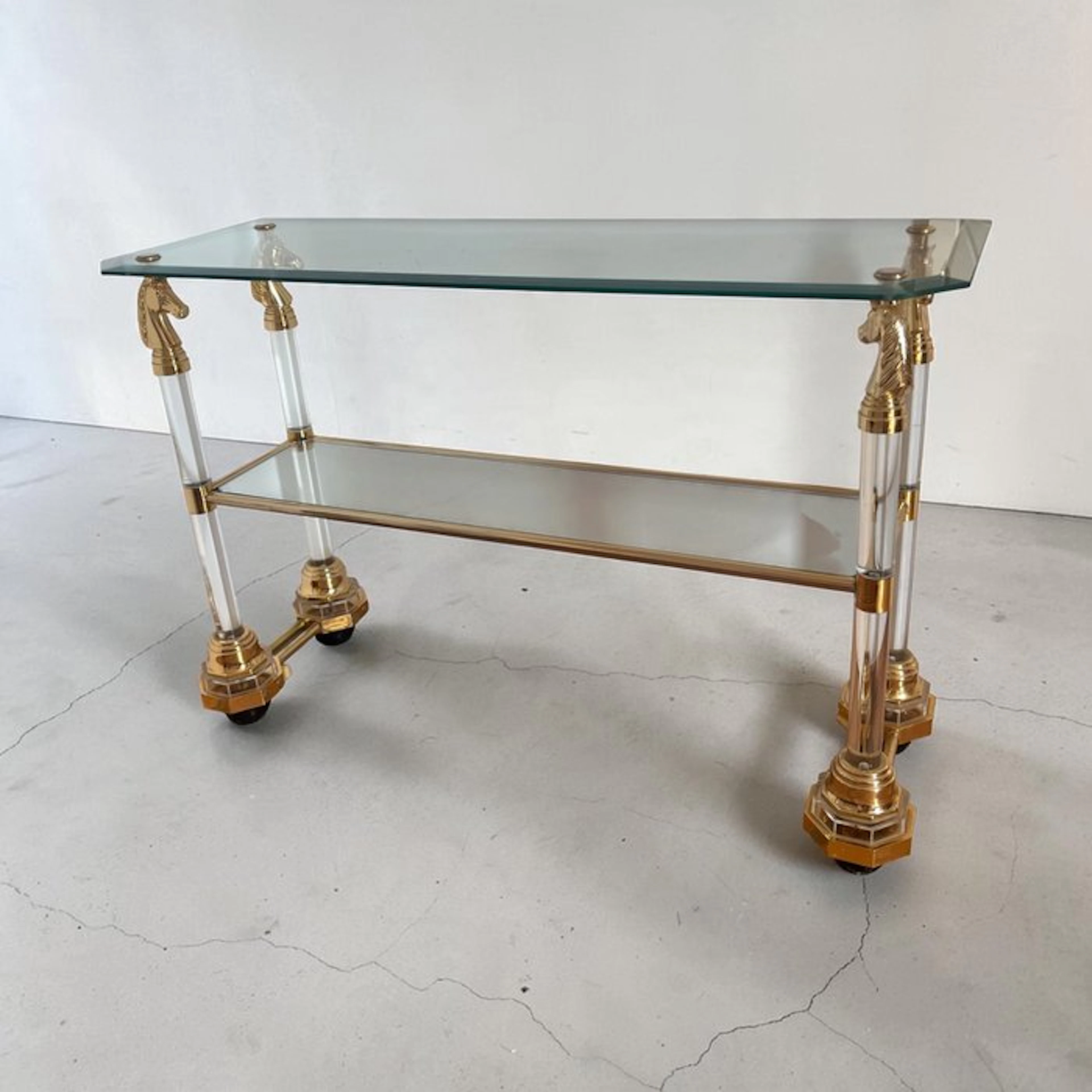 Console table - Crystal, Metal - Hollywood Regency 1970-80