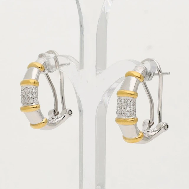 Earrings - 18 kt. White gold, Yellow gold - 0.30ct. tw. Diamond (Natural)