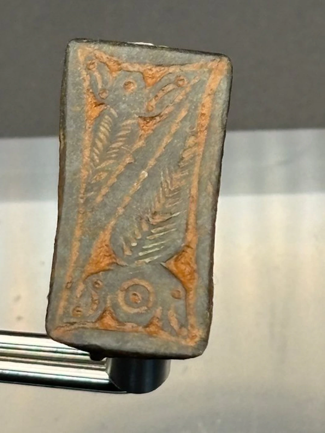 Byzantine Bronze Belt buckle with inlaid geometric decoration