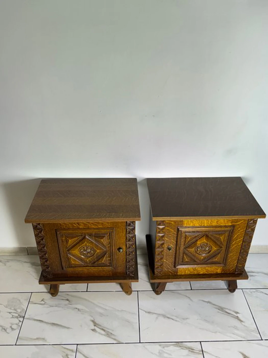 NF Ameublement - Nightstand (2) - Pair of Brutalist solid...