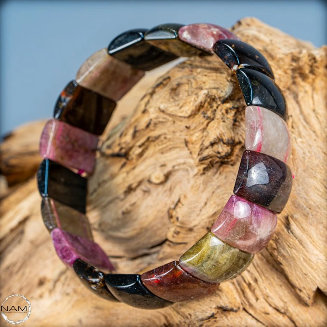 Rare Natural Rainbow Tourmaline Bracelet Of the highest...