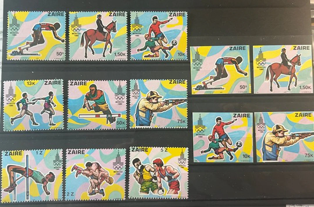 Zaire 1980 - Moscow Olympic Games: perforated series of 9...