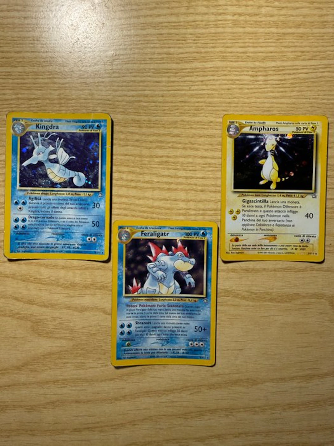 Pokémon Card - Feraligatr, Ampharos, Kingdra Holo - WOTC - Neo Genesis