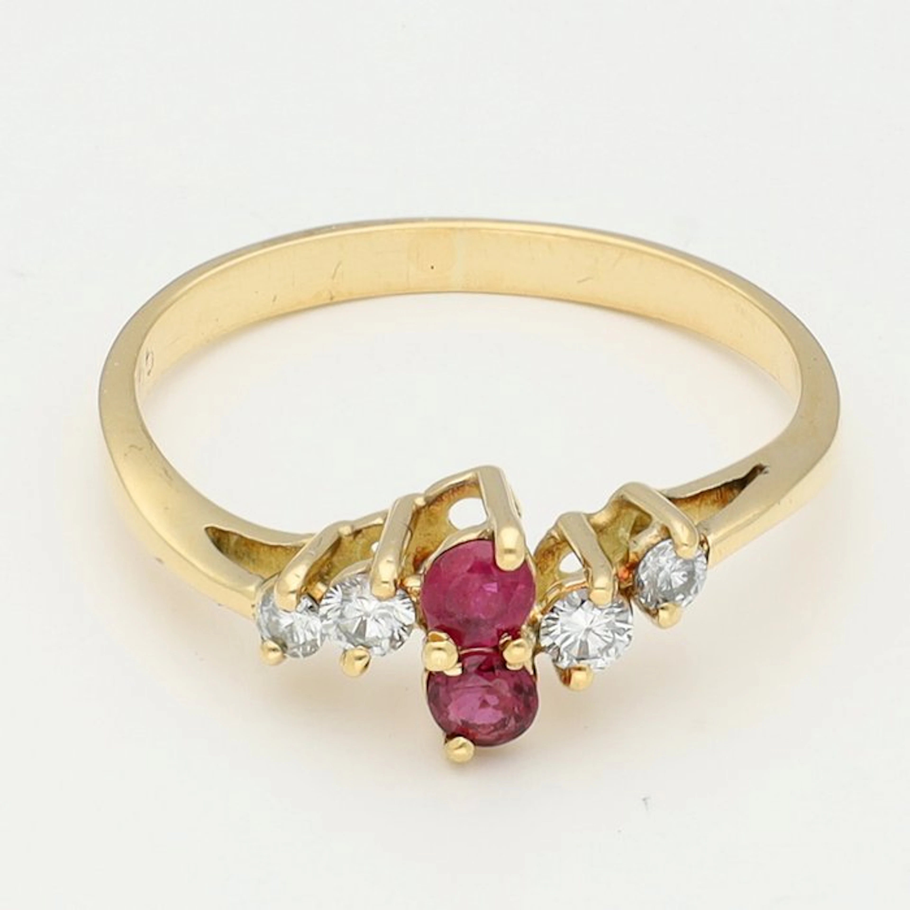 No reserve price - Ring - 18 kt. Yellow gold - Diamond - Ruby