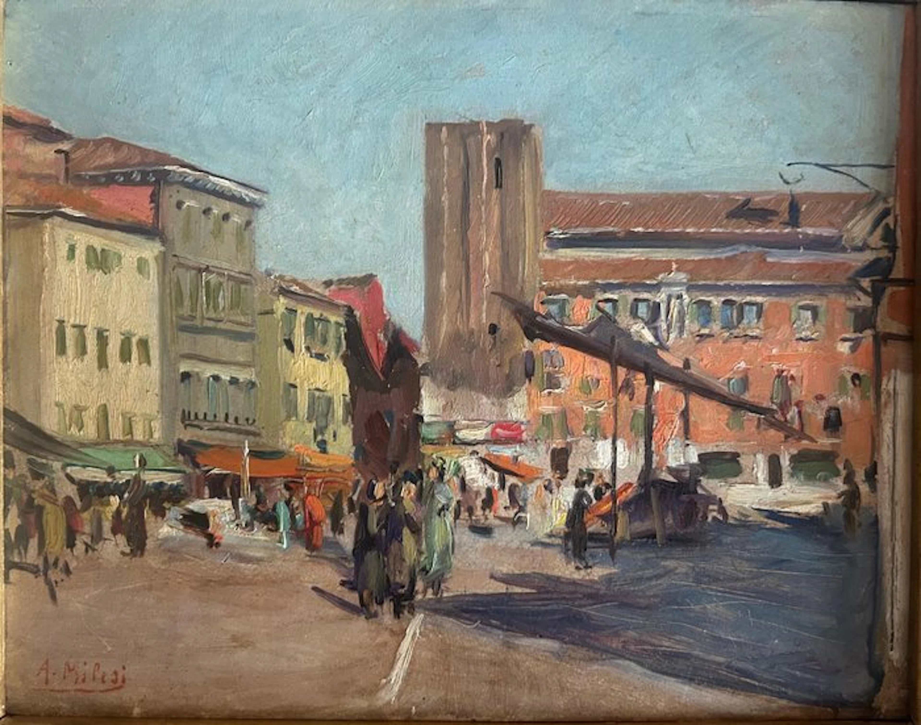 Alessandro Milesi (1856-1945) - Mercato a Venezia