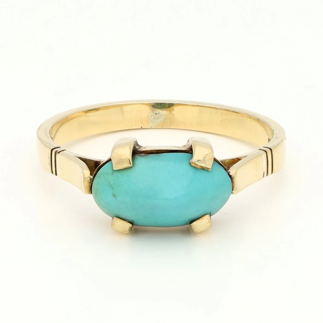 Ring - 18 kt. Yellow gold Turquoise