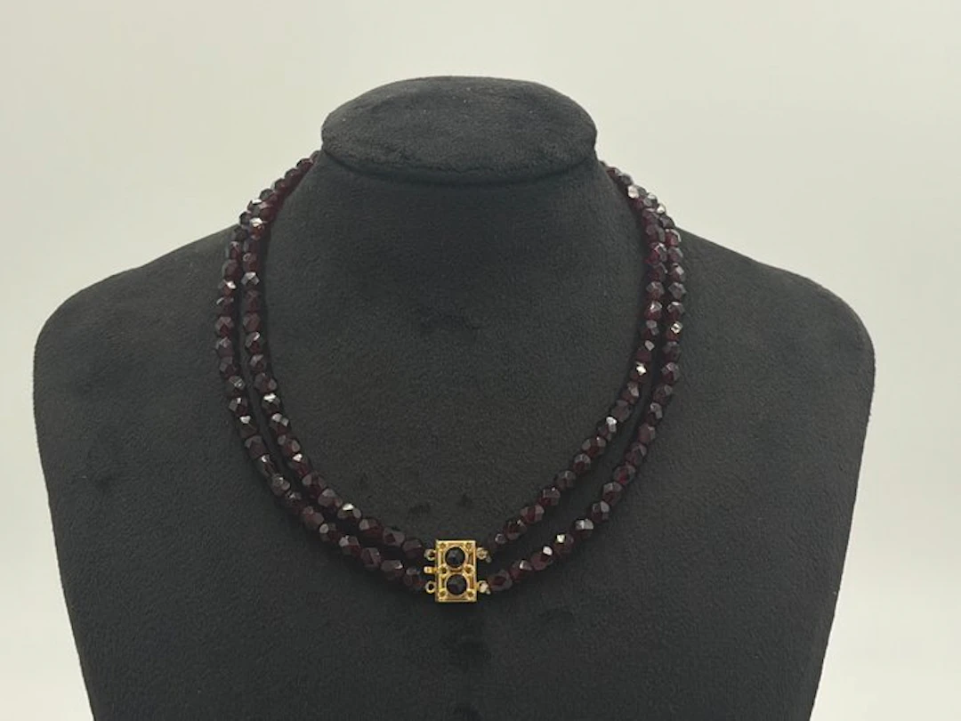 No reserve price - Necklace - 14 kt. Yellow gold - Garnet - 14k