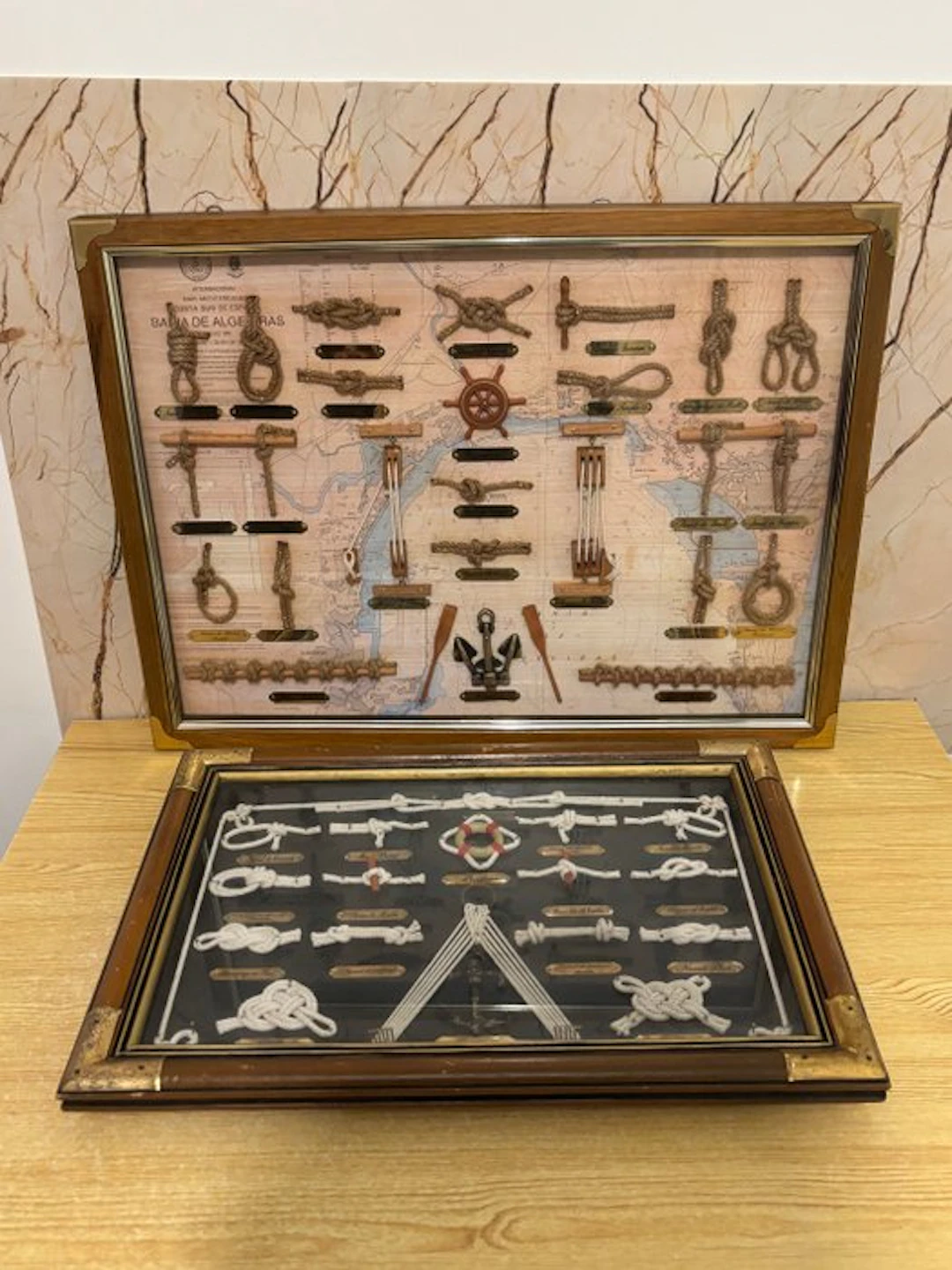 Glazed display frame- Pair of collectible nautical knot...