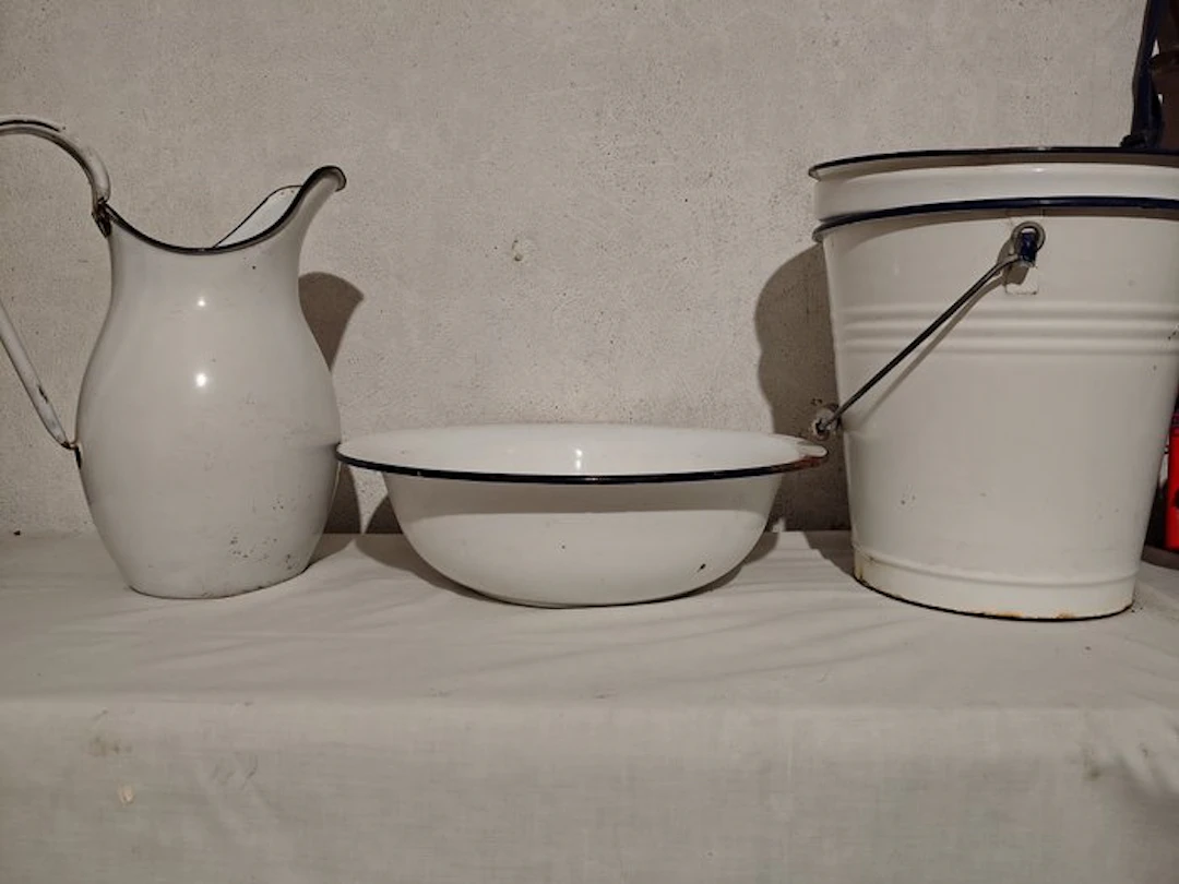 Vintage Toilet set (3) - Due Leoni - Metal - Two Lions bathroom set
