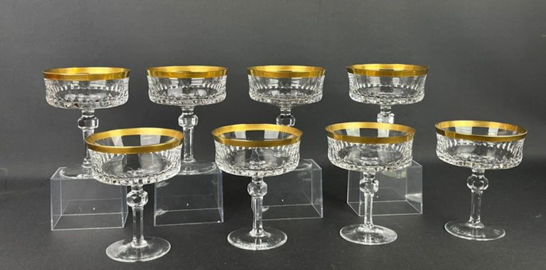 Driburg Kristall - Champagne glass (8) - Goldrand...