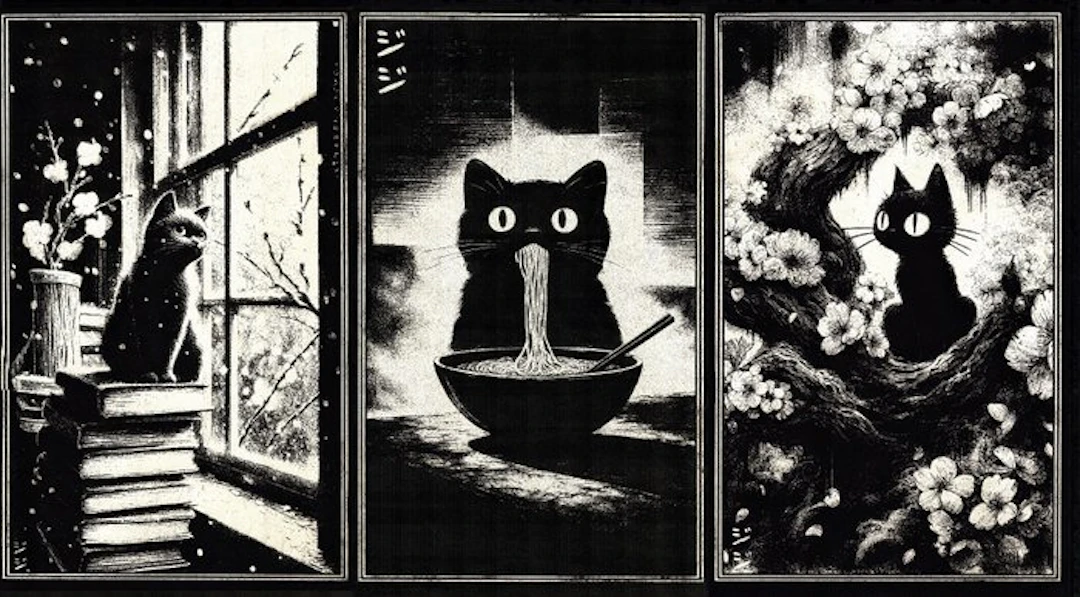 Æ (XX-XXI) - (Set of 3) "Jiji Collection" (2025) - Mixed Media Triptych