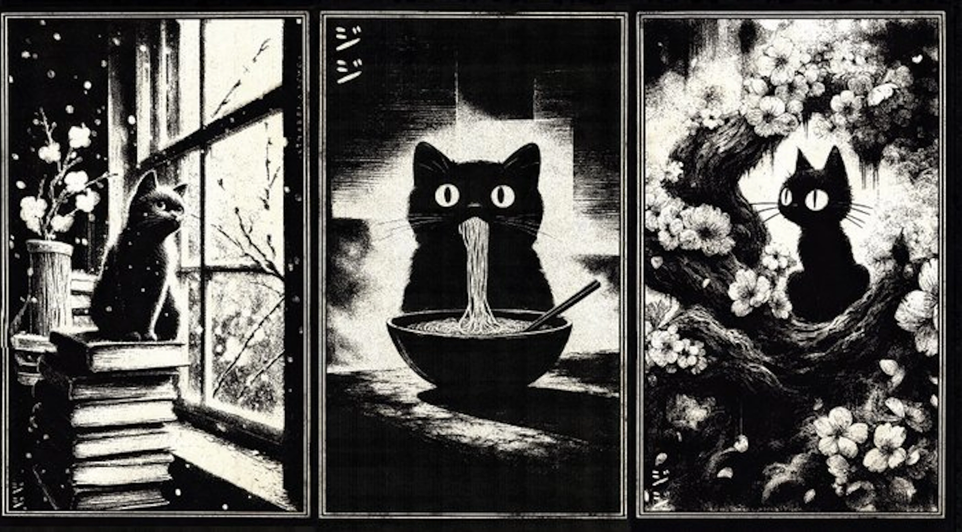 Æ (XX-XXI) - (Set of 3) "Jiji Collection" (2025) - Mixed Media Triptych