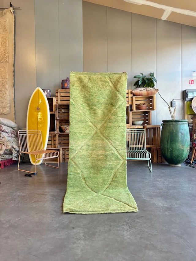Beni Ouarain – Lime Green Tonal Diamond Runner - Carpet...