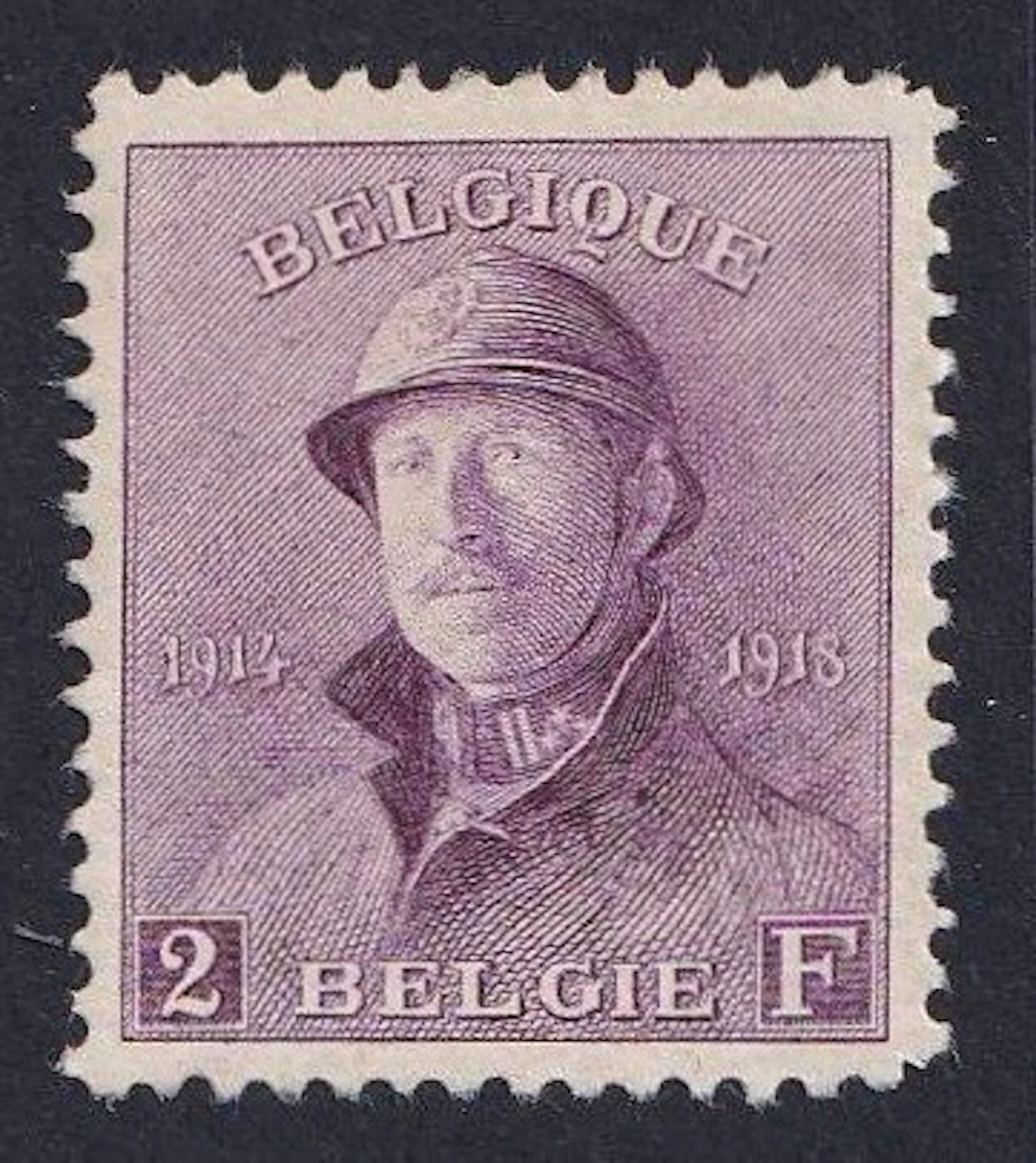 Belgium 1919 - Albert with helmet - 2F Purple - OBP/COB 176