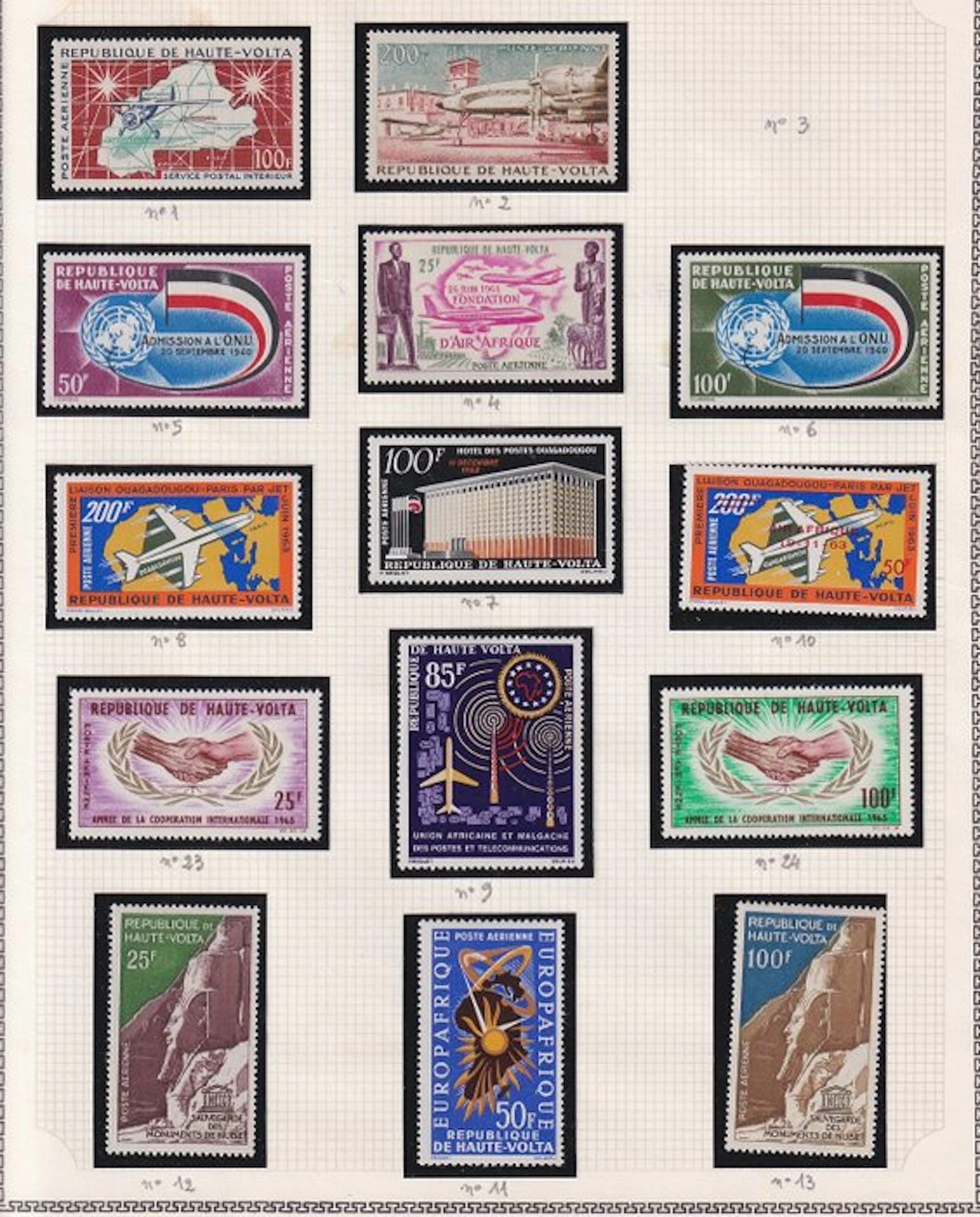 Upper Volta - poste aérienne, collection avancée de timbres