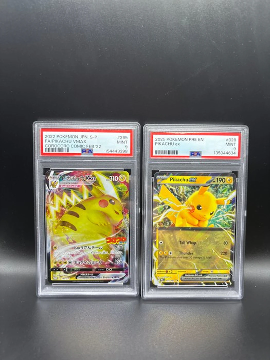 Pokémon - 2 Graded card - Pikachu VMAX & Ex Full art - PSA 9