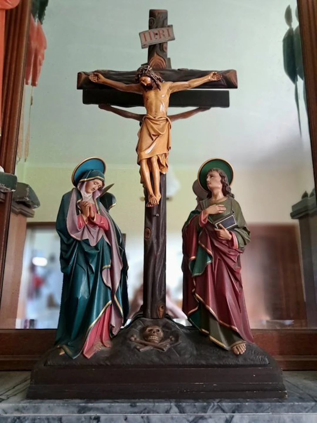 Art Nouveau Crucifix - Wood Gypsum - 1850-1900 - 98 cm Calvary Monastery