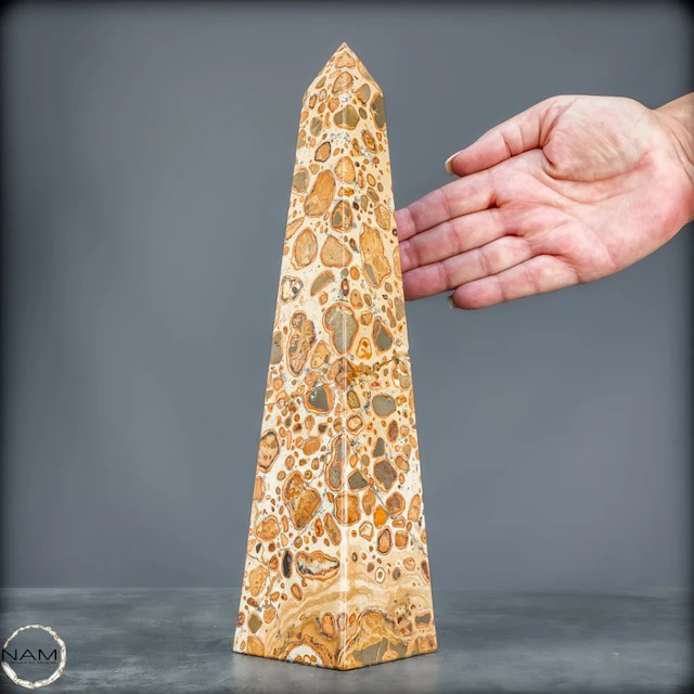 Natural AAA++ Leopard Jasper Obelisk- 1479.44 g