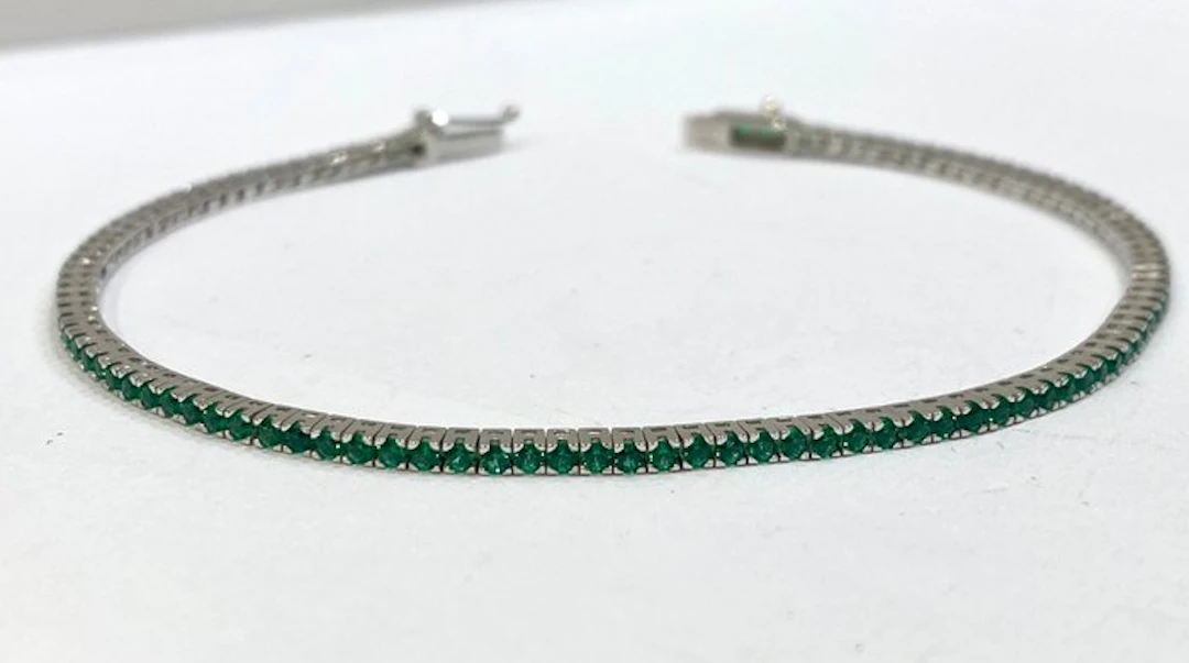 No reserve price - Bracelet - 18 kt. White gold Emerald