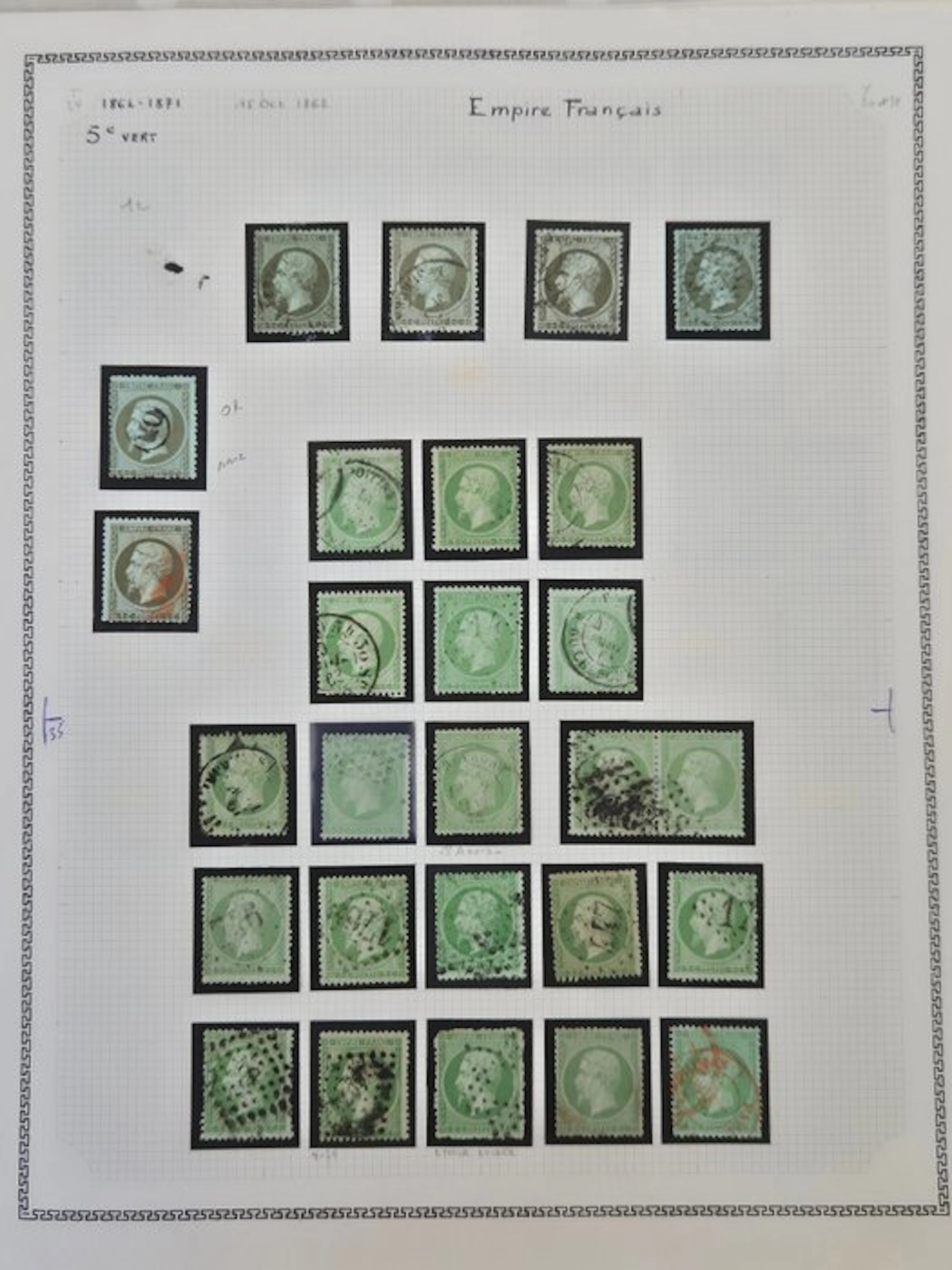 France 1862 - Range of tones and cancellations on “Empire...