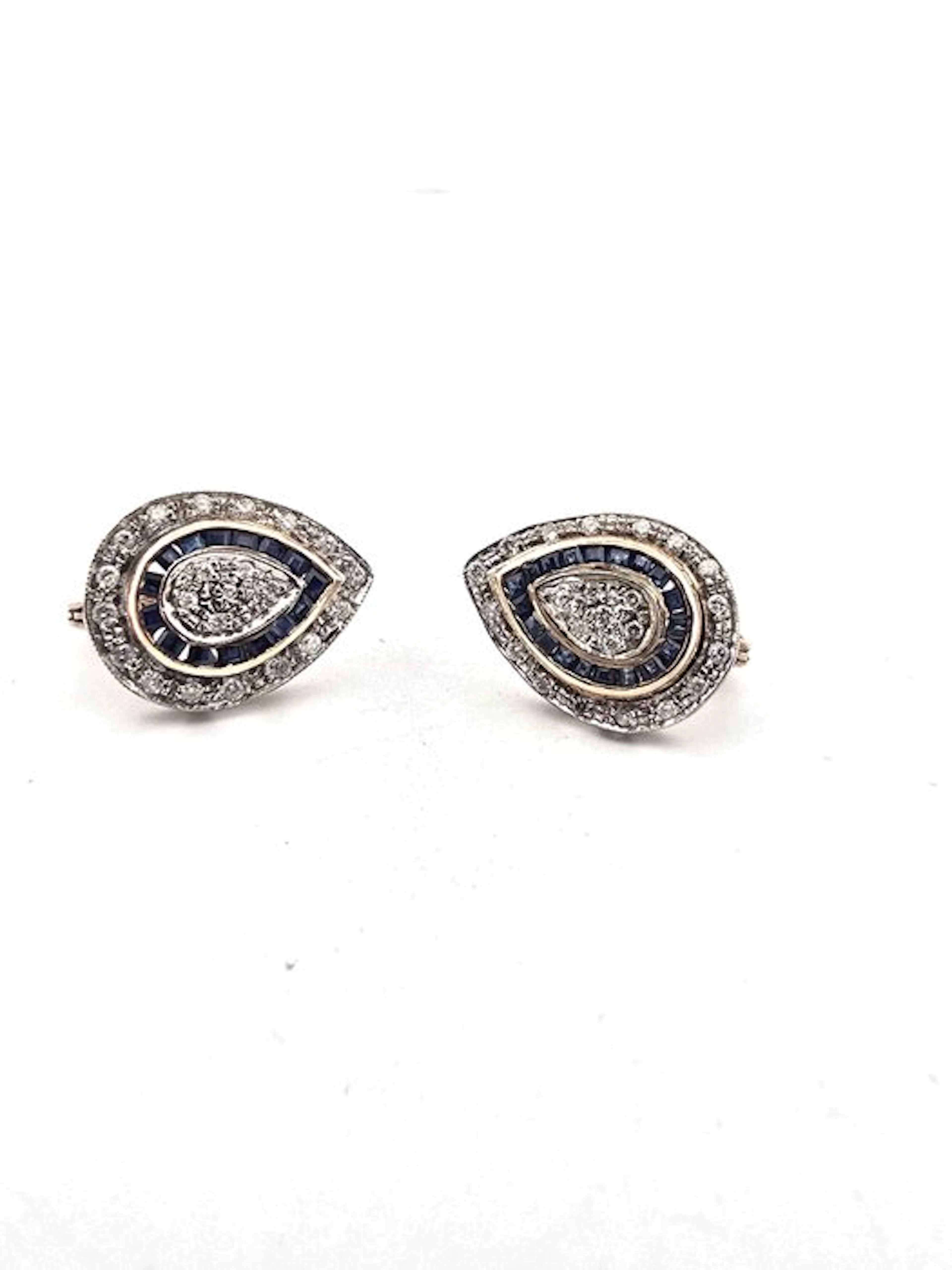 Earrings - 18 kt. Yellow gold - 1.00ct. tw. Diamond (Natural) - Sapphire