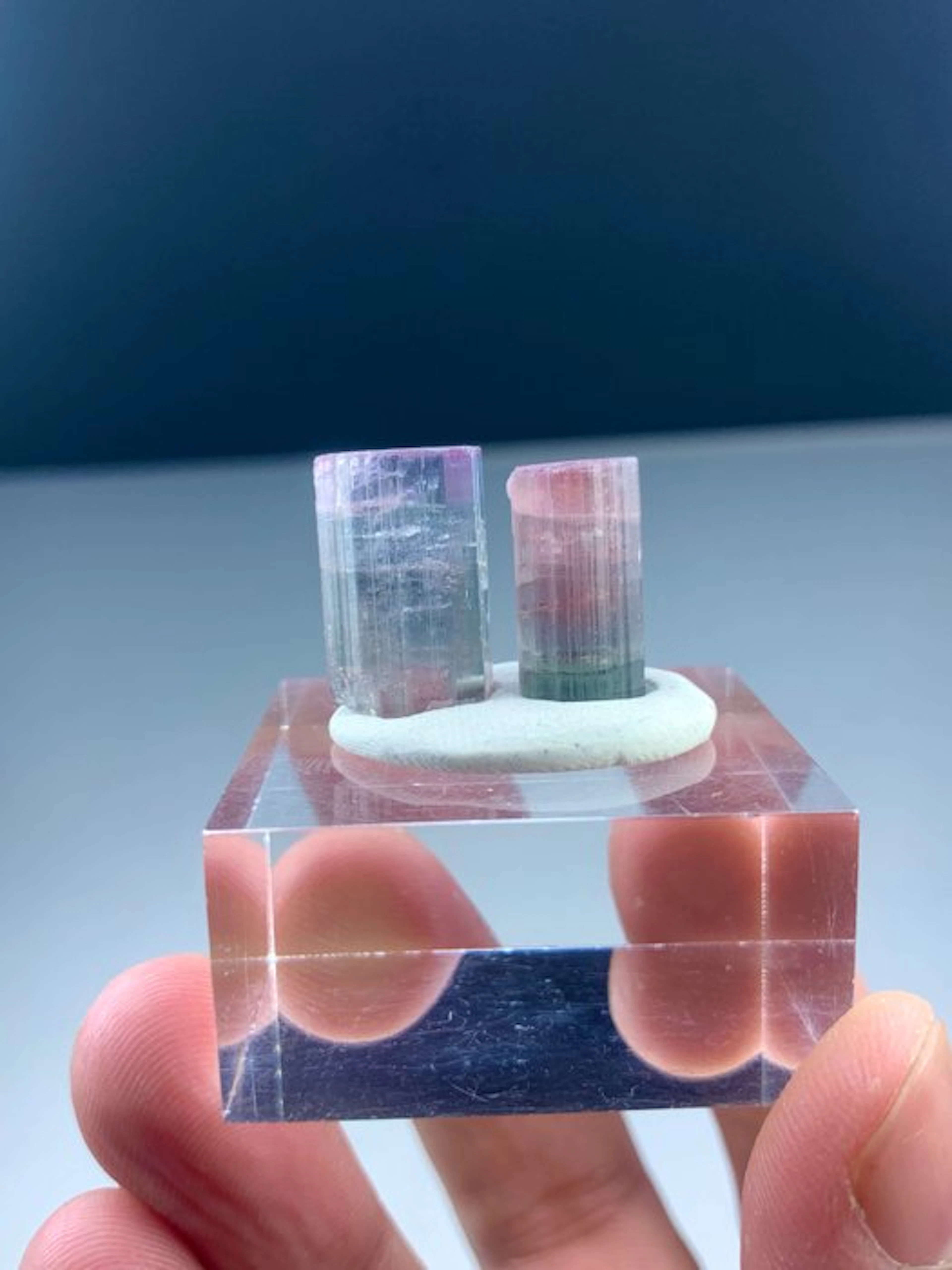 Bicolour tourmaline Crystals - Height: 20 mm - Width: 11 mm- 9 g - (1)
