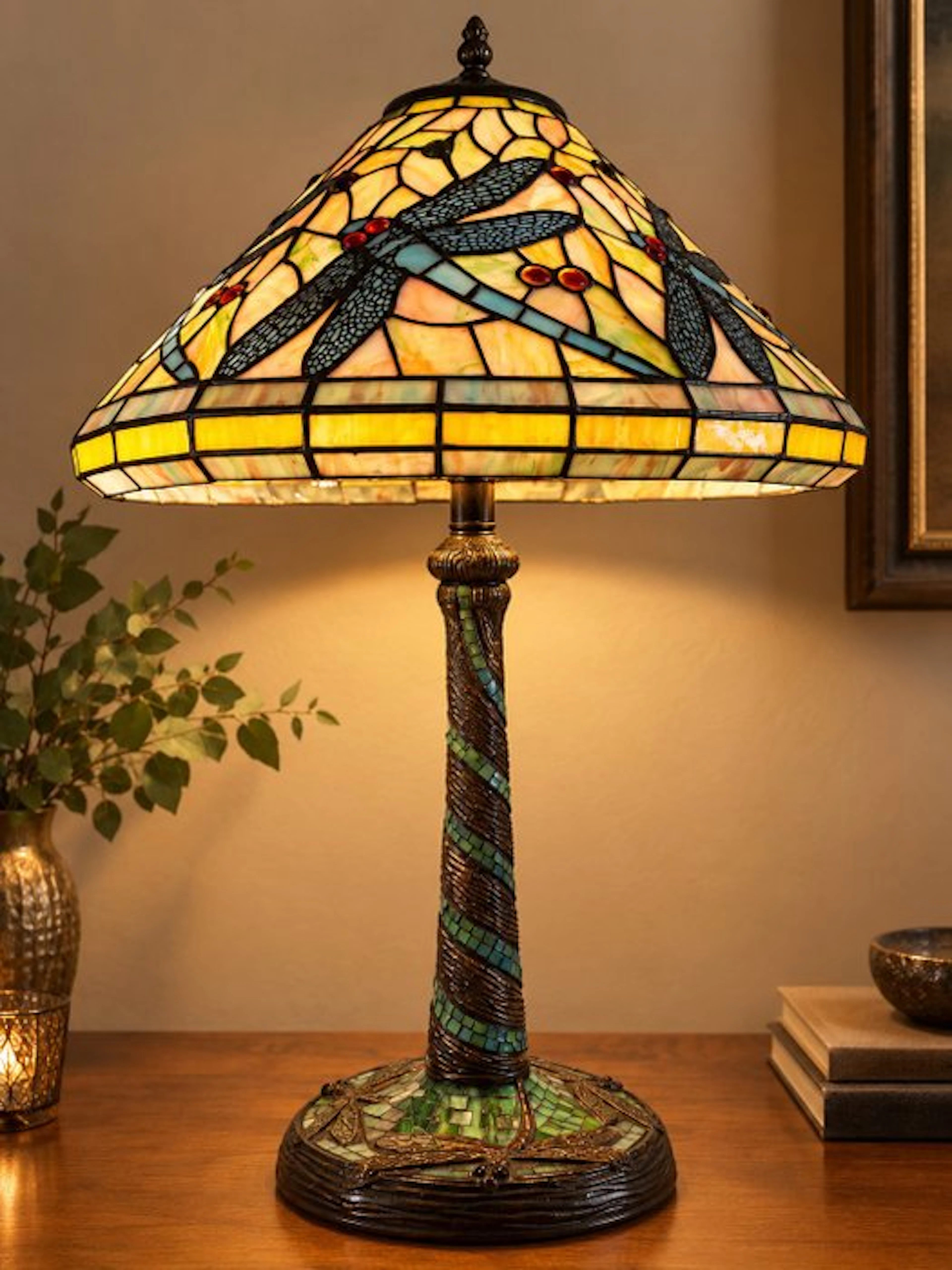 Table lamp - Dragon FLy - Glass, Lead - Tiffany Style Dragon Fly
