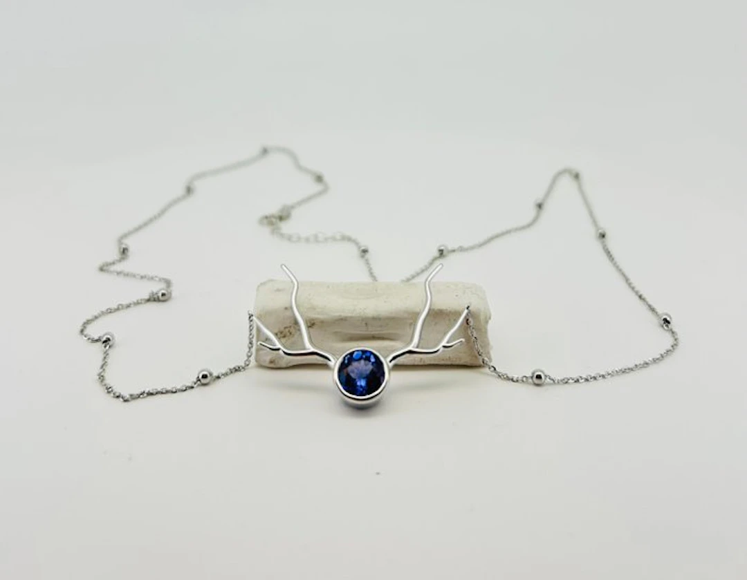 Necklace - 18 kt. White gold - 1.50ct. tw. Tanzanite - Tanzanite