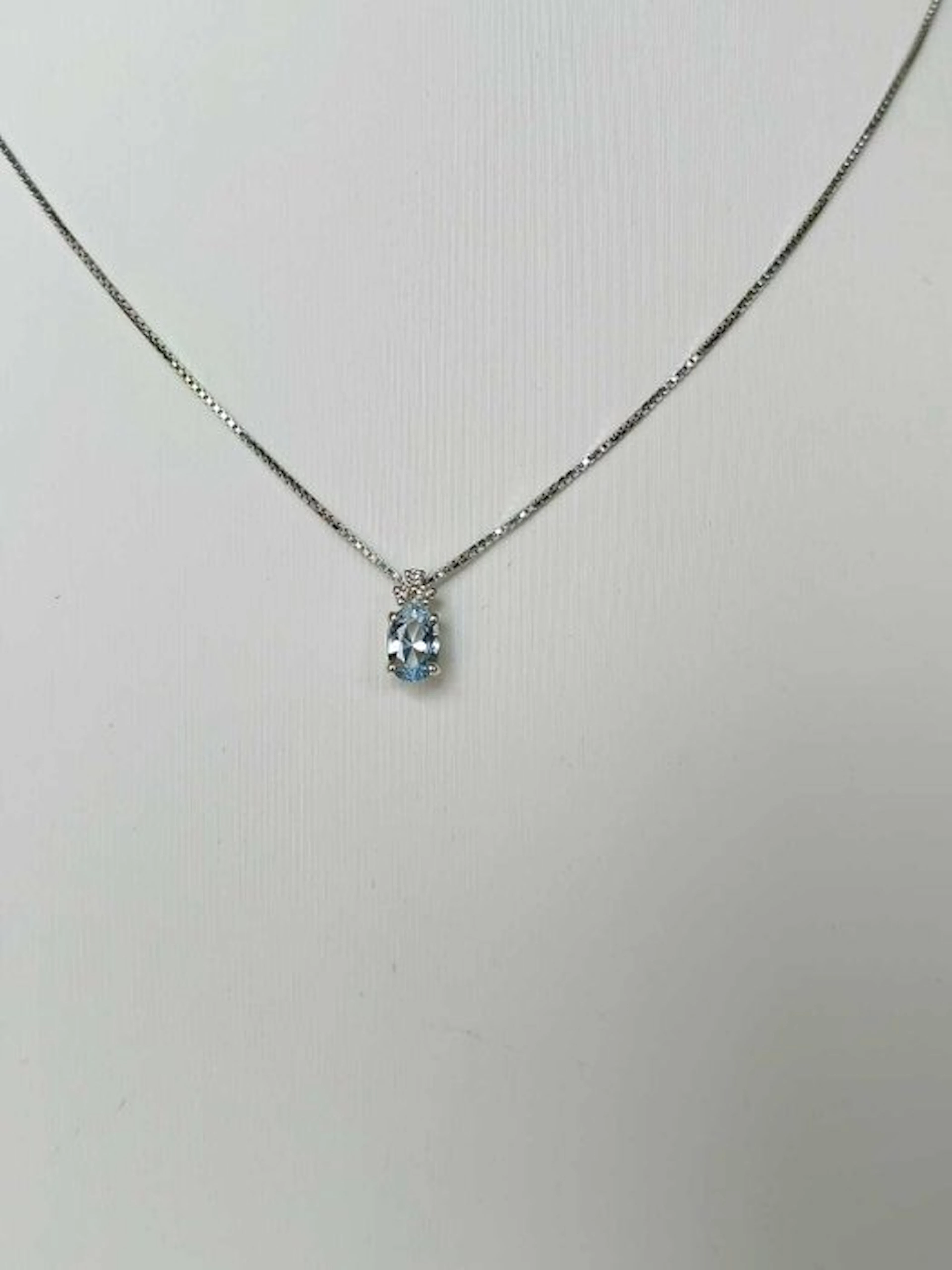No reserve price - Necklace Silver Aquamarine - Diamond