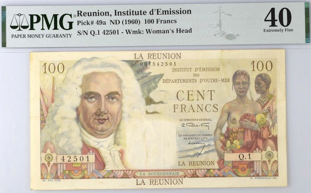 Réunion. - 100 Francs - ND (1960) - Pick 49a (No reserve price)