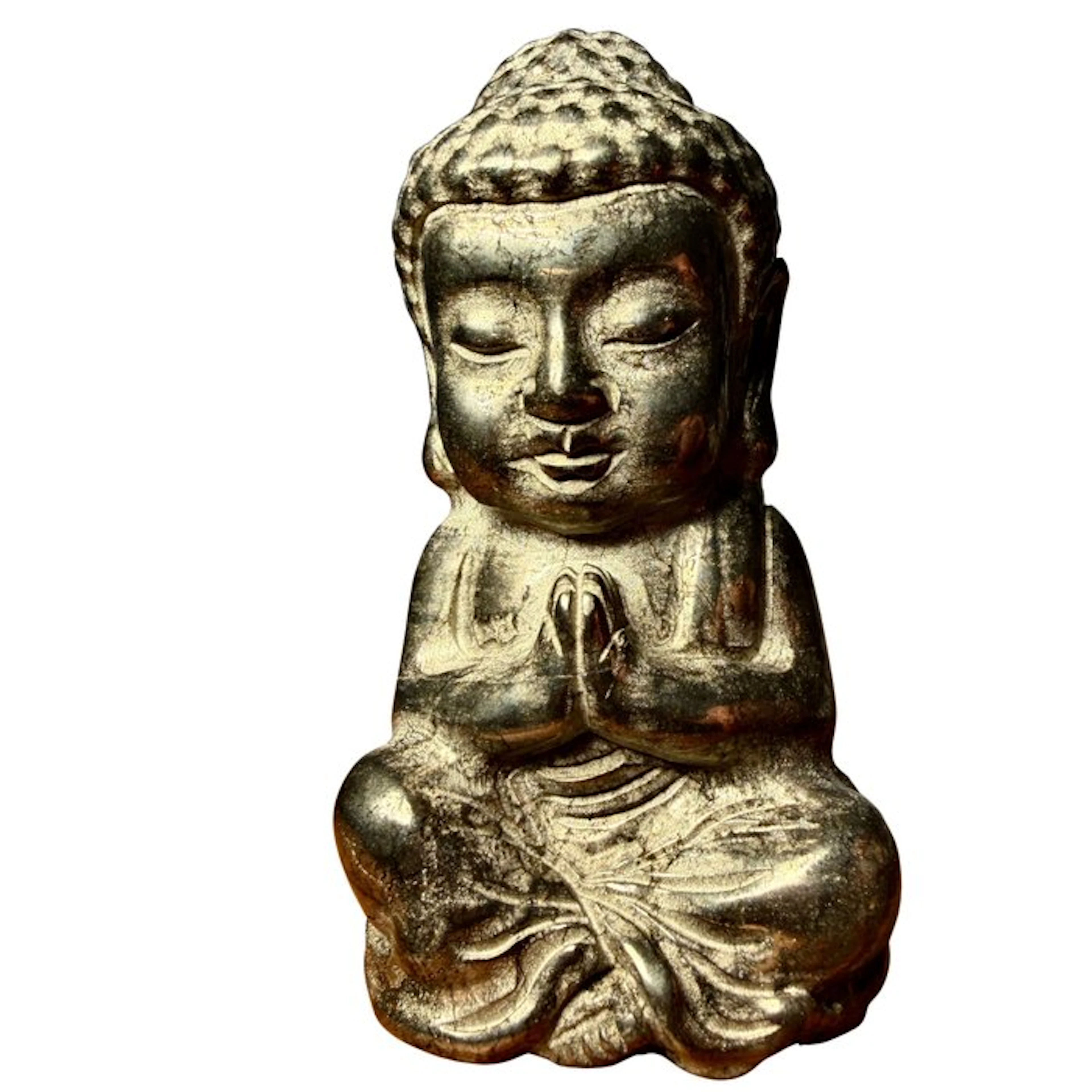 Pyrite Buddha - premium Carving - Height: 110 mm - Width: 50 mm- 490 g - (1)
