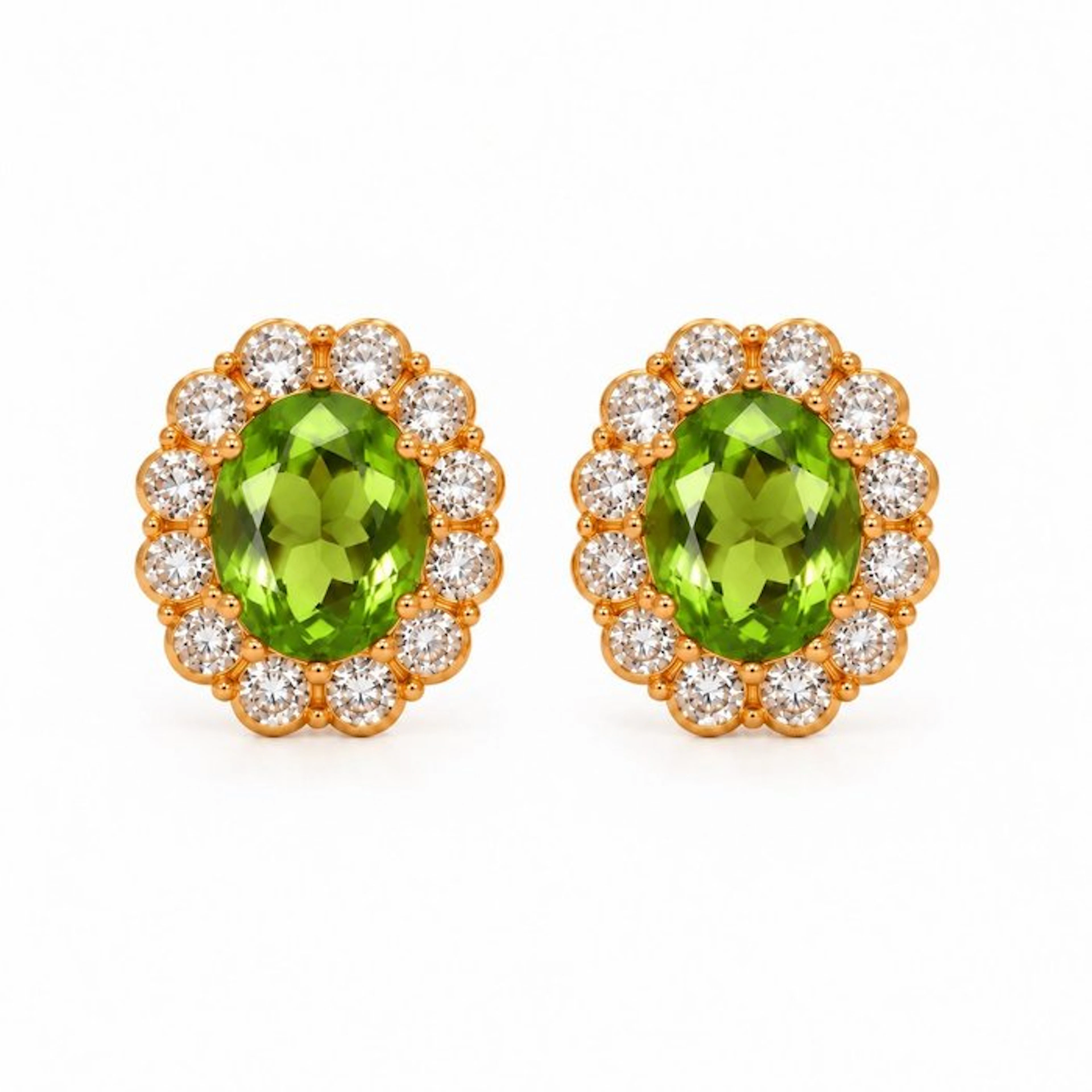 No reserve price - Earrings - 18 kt. Yellow gold Peridot