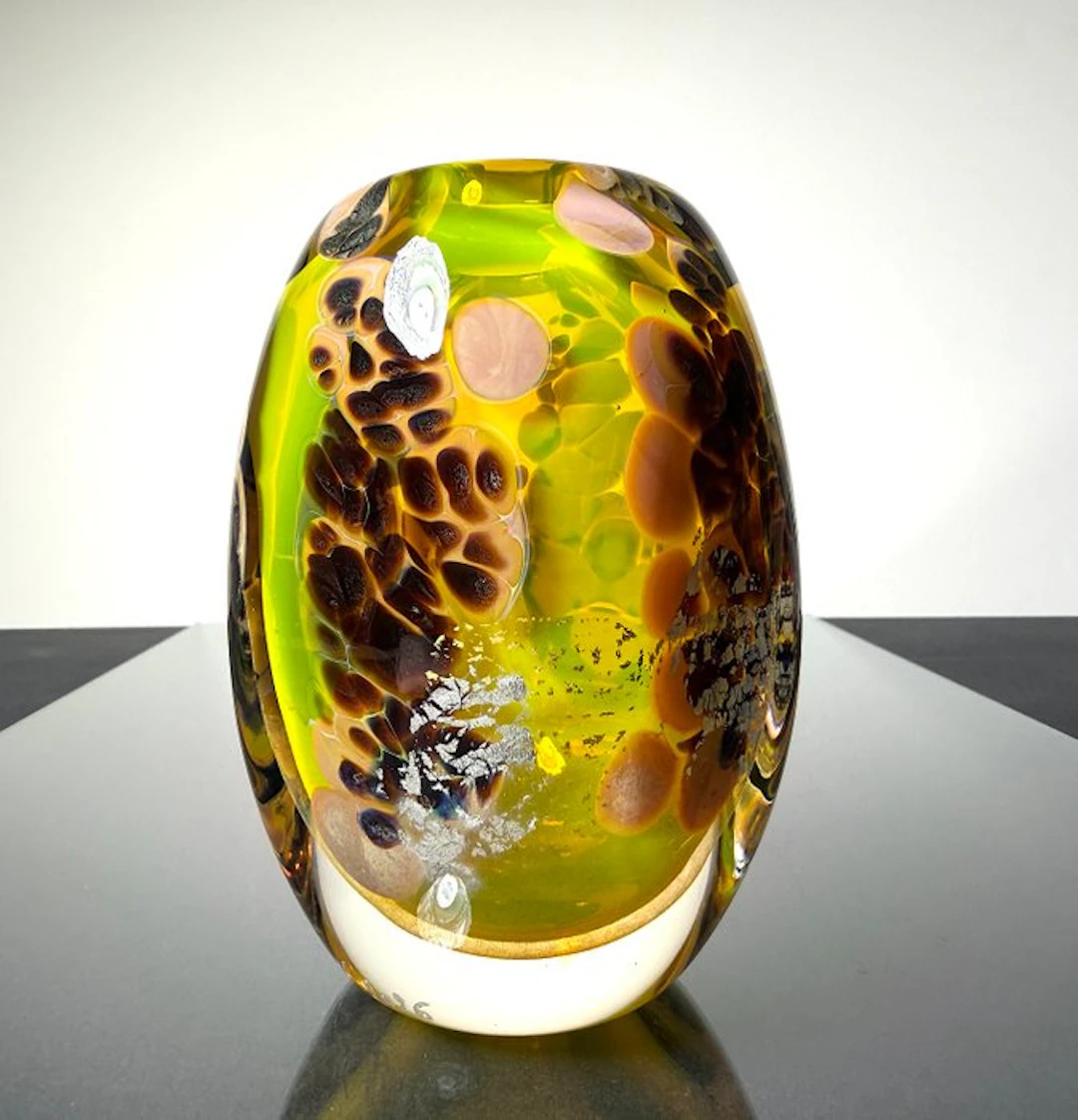 Maxence Parot - Vase - Unique vase in gold and silver colors. - Glass