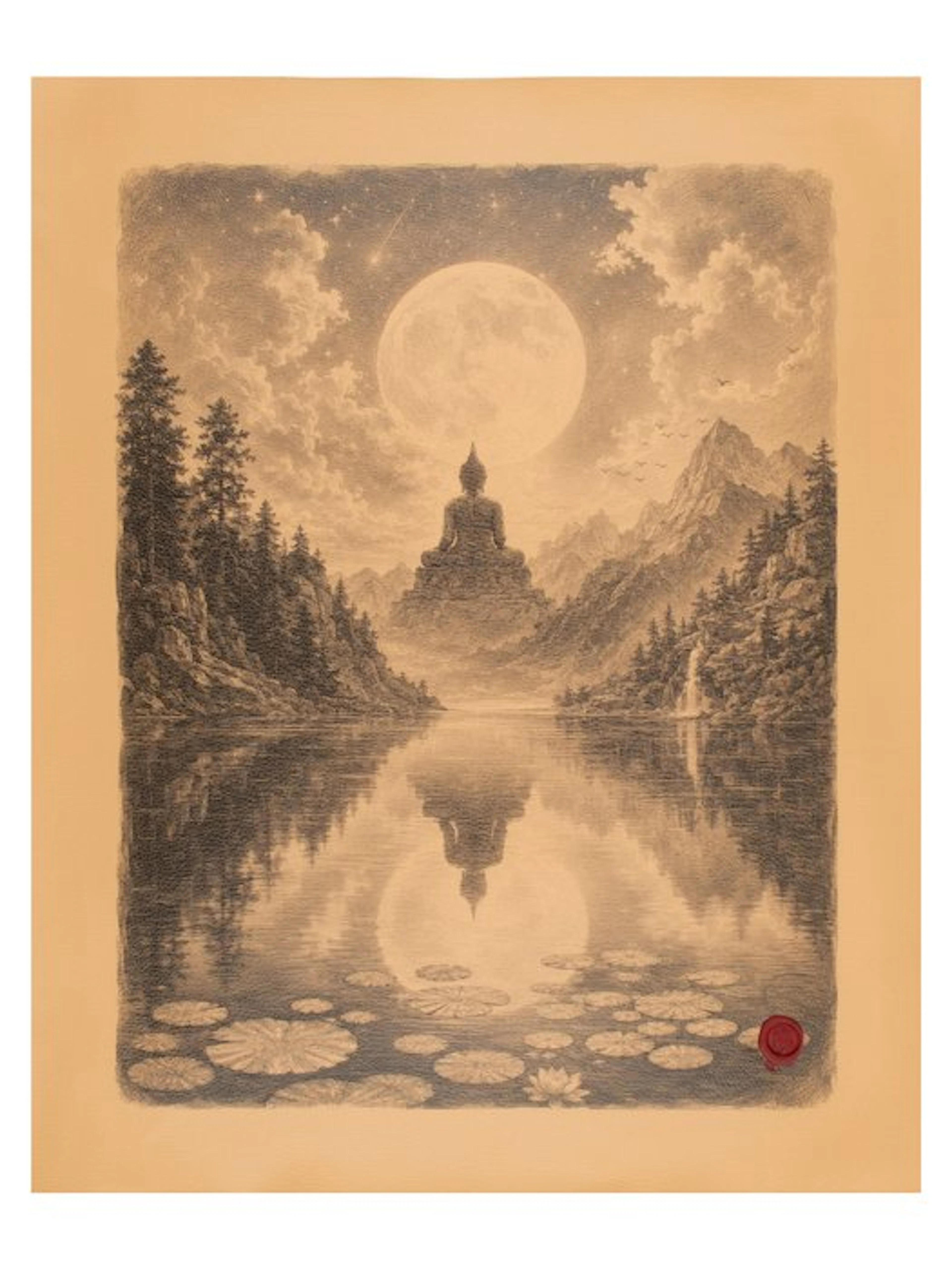 The Silence of the Moon – Print on Leather 71.00 x 54.50...